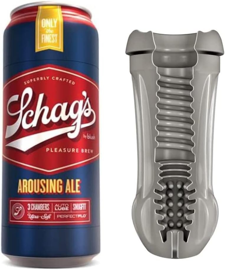 Blush Schag’s: Arousing Ale 7" Male Masturbator ~ Self-Lubricating Stroker ~ 3 Ultimate Pleasure Chambers ~ Ribbed & Ticklers for Lifelike BJs Feel Sleeve ~ PerfectFlo Stroking Sex Toys for Men~ Clear