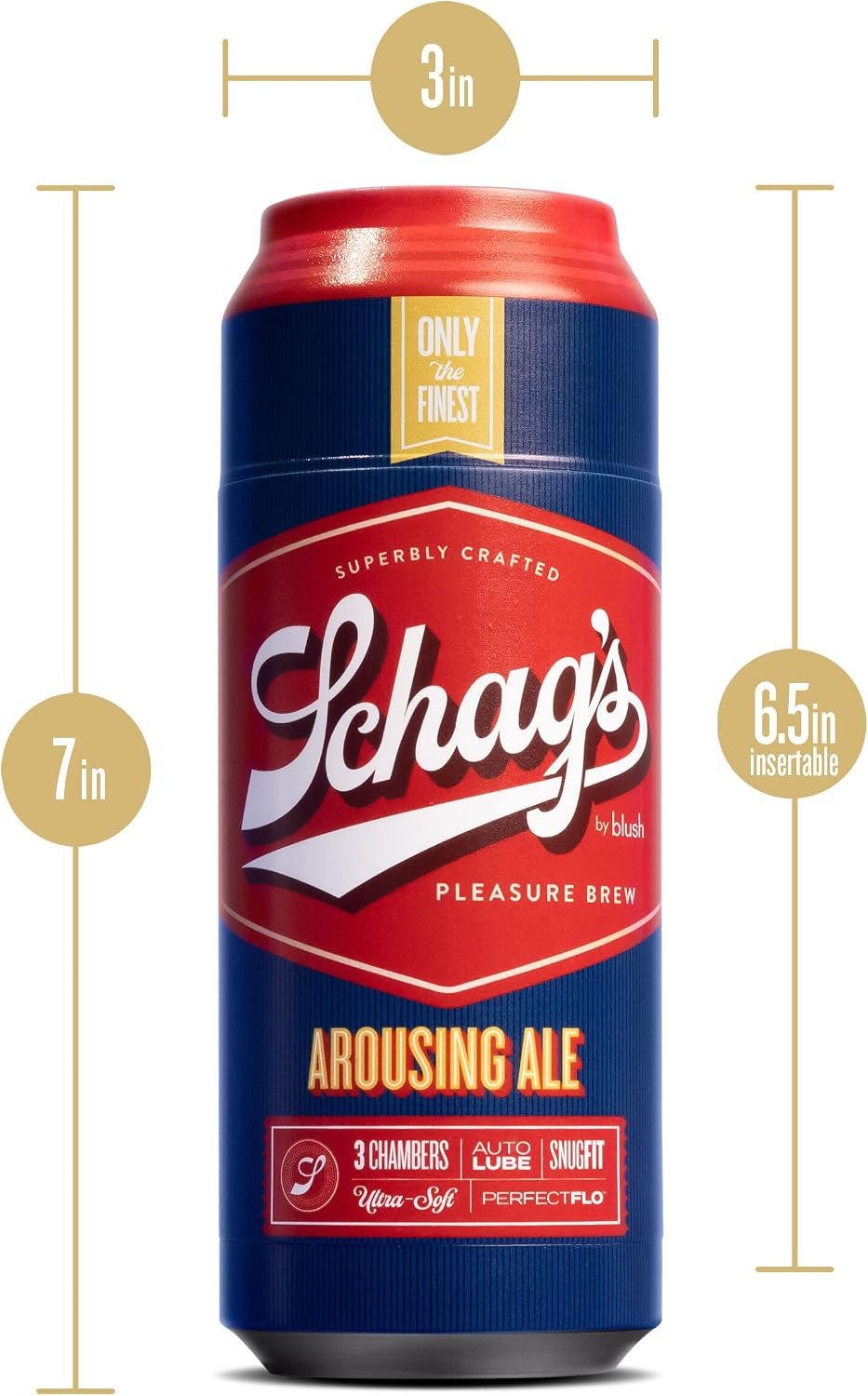 Blush Schag’s: Arousing Ale 7" Male Masturbator ~ Self-Lubricating Stroker ~ 3 Ultimate Pleasure Chambers ~ Ribbed & Ticklers for Lifelike BJs Feel Sleeve ~ PerfectFlo Stroking Sex Toys for Men~ Clear - Image 3