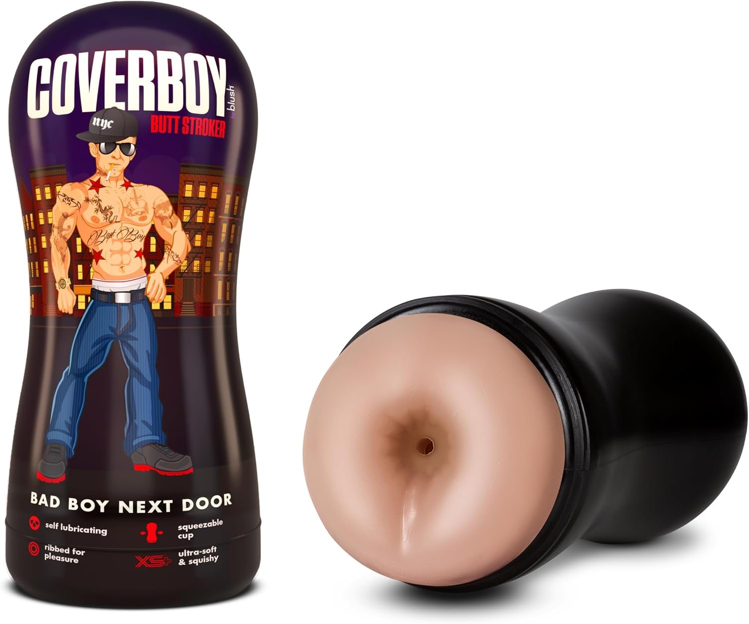 Blush CoverBoy Bad Boy Next Door Male Masturbator Cup – Self-Lubricating Anal Stroker Pocket Pussy, PerfectFlo Suction Control, Realistic Flesh Feel, Portable Penis Stimulator, Blowjob Sex Toy for Men