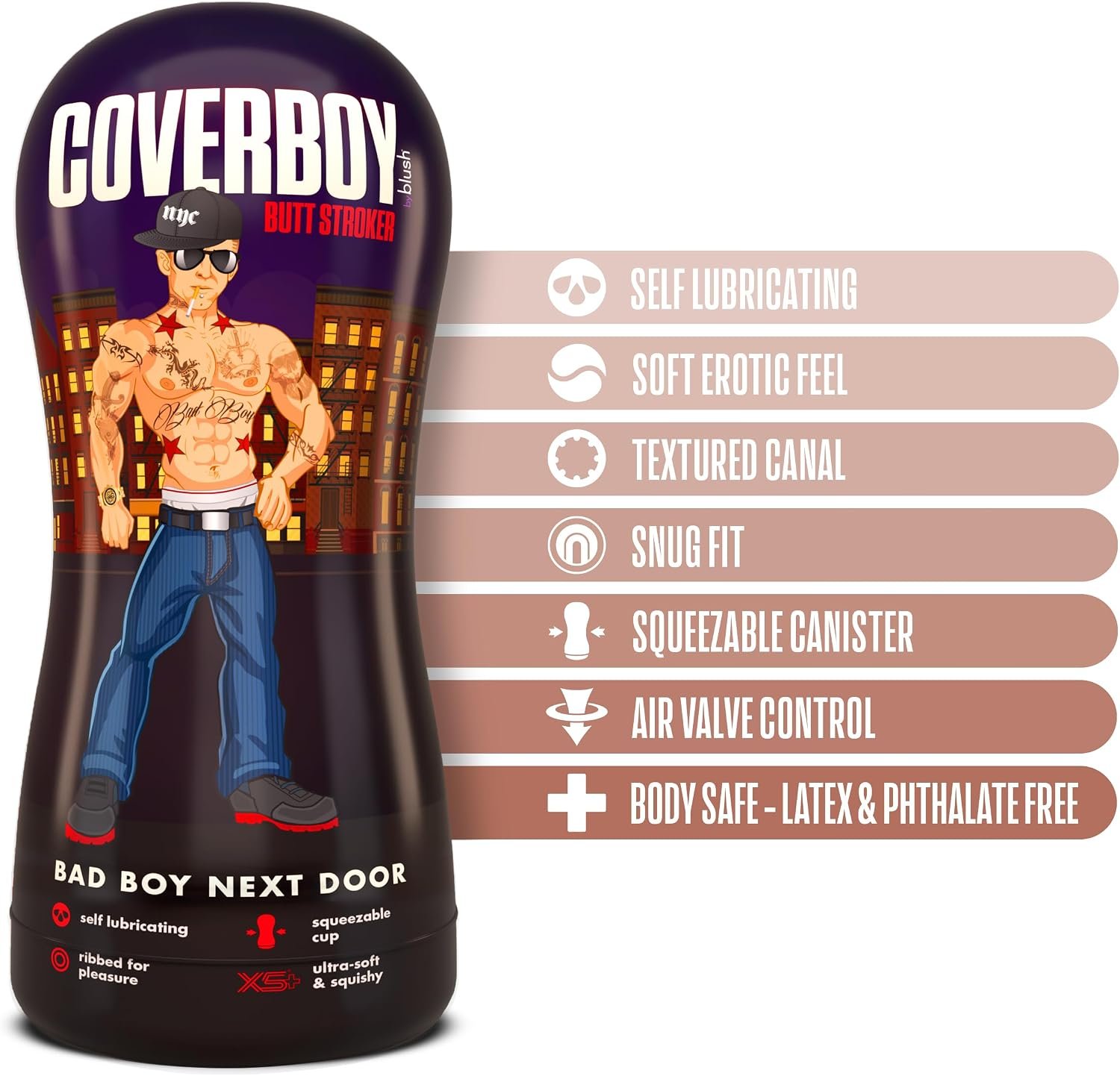 Blush CoverBoy Bad Boy Next Door Male Masturbator Cup – Self-Lubricating Anal Stroker Pocket Pussy, PerfectFlo Suction Control, Realistic Flesh Feel, Portable Penis Stimulator, Blowjob Sex Toy for Men - Image 2