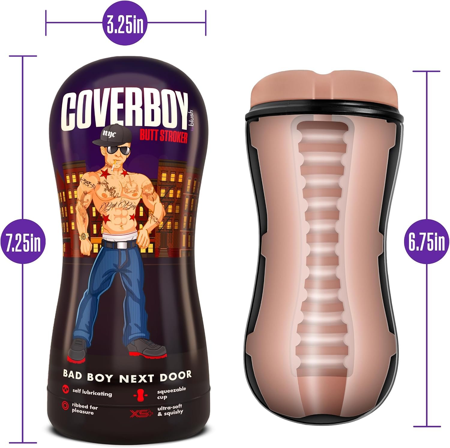 Blush CoverBoy Bad Boy Next Door Male Masturbator Cup – Self-Lubricating Anal Stroker Pocket Pussy, PerfectFlo Suction Control, Realistic Flesh Feel, Portable Penis Stimulator, Blowjob Sex Toy for Men - Image 3