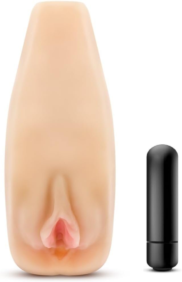 Eden 7" Male Masturbator - Realistic Pocket Pussy & Vibrating Penis Stroker - X5 Plus Open Ended Masturbation Sleeve - Self-Lubricating Realistic Vagina Adult Sex Toy for Men - Beige