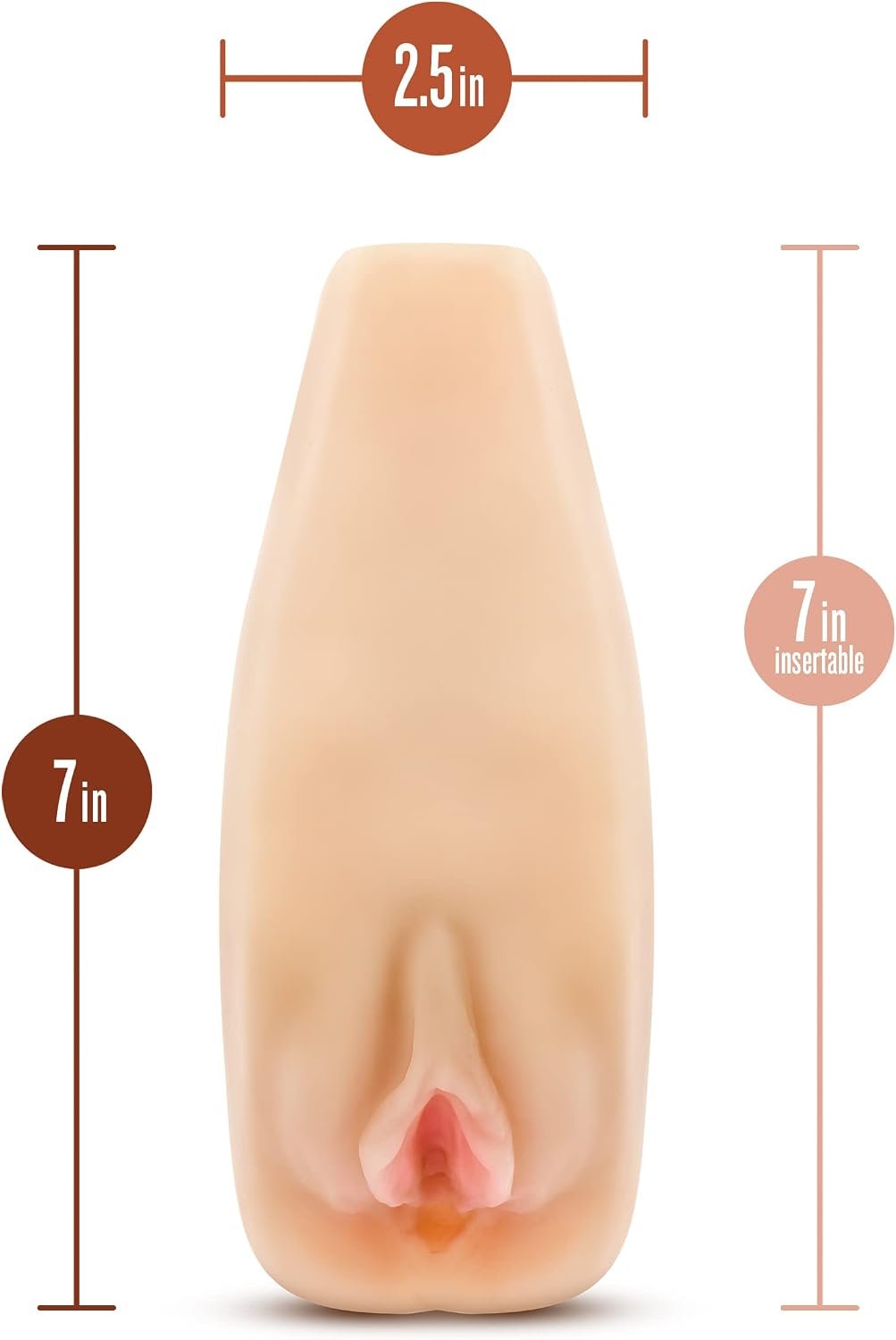 Eden 7" Male Masturbator - Realistic Pocket Pussy & Vibrating Penis Stroker - X5 Plus Open Ended Masturbation Sleeve - Self-Lubricating Realistic Vagina Adult Sex Toy for Men - Beige - Image 2