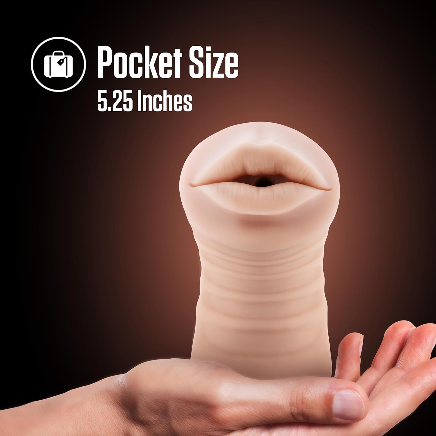 Eden Vibrating Male Masturbator Sex Toy - Realistic Pocket Pussy Oral Stroker w/Bullet Vibrator - Tight Nubbed Deep Throat Penis Sleeve - Open Ended Masturbation Sleeve Adult Sex Toys for Men - Beige - Image 6