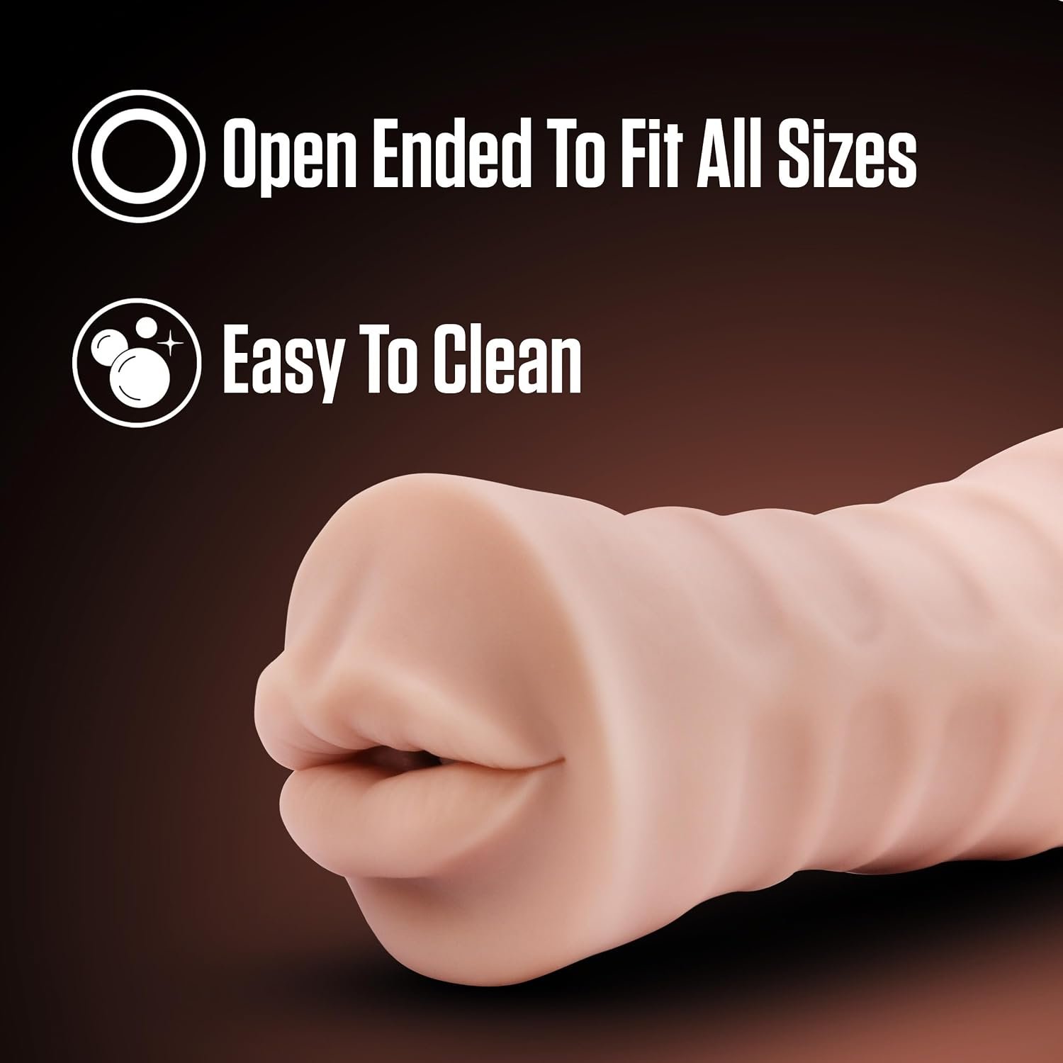 Eden Vibrating Male Masturbator Sex Toy - Realistic Pocket Pussy Oral Stroker w/Bullet Vibrator - Tight Nubbed Deep Throat Penis Sleeve - Open Ended Masturbation Sleeve Adult Sex Toys for Men - Beige - Image 7