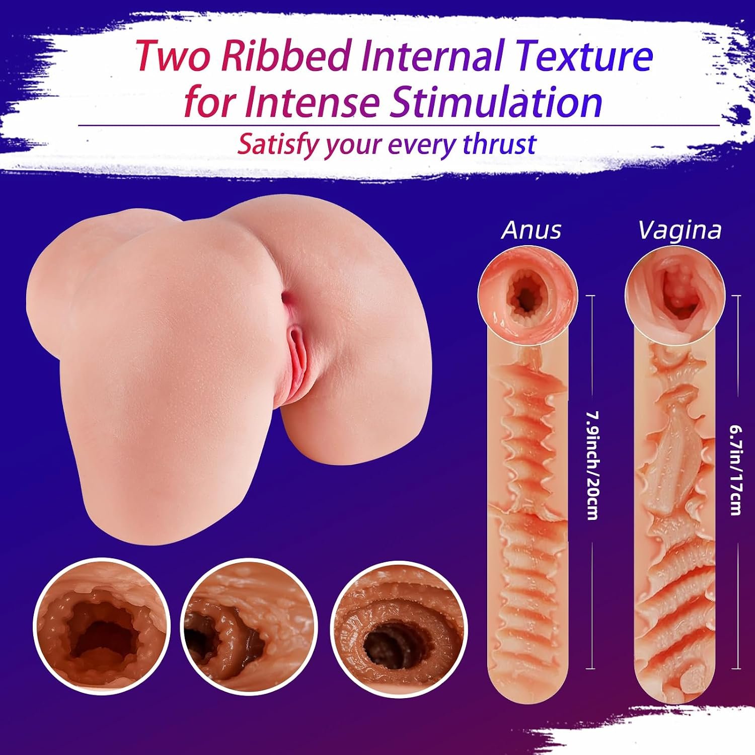 5.9 LB Pocket Pussy for Men, 3D Lifelike Male Sex Toys & 2 Holes Sex Dolls | Soft Butt Male Masturbator with Vagina & Anal Channel, Heating Adult Toys, Easy Cleaning with Drying Rod, Discreet Packaging - Image 2