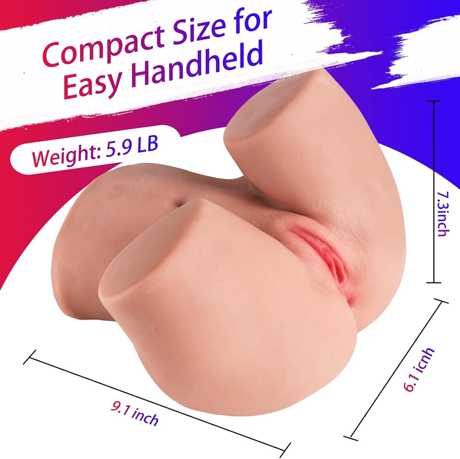 5.9 LB Pocket Pussy for Men, 3D Lifelike Male Sex Toys & 2 Holes Sex Dolls | Soft Butt Male Masturbator with Vagina & Anal Channel, Heating Adult Toys, Easy Cleaning with Drying Rod, Discreet Packaging - Image 4