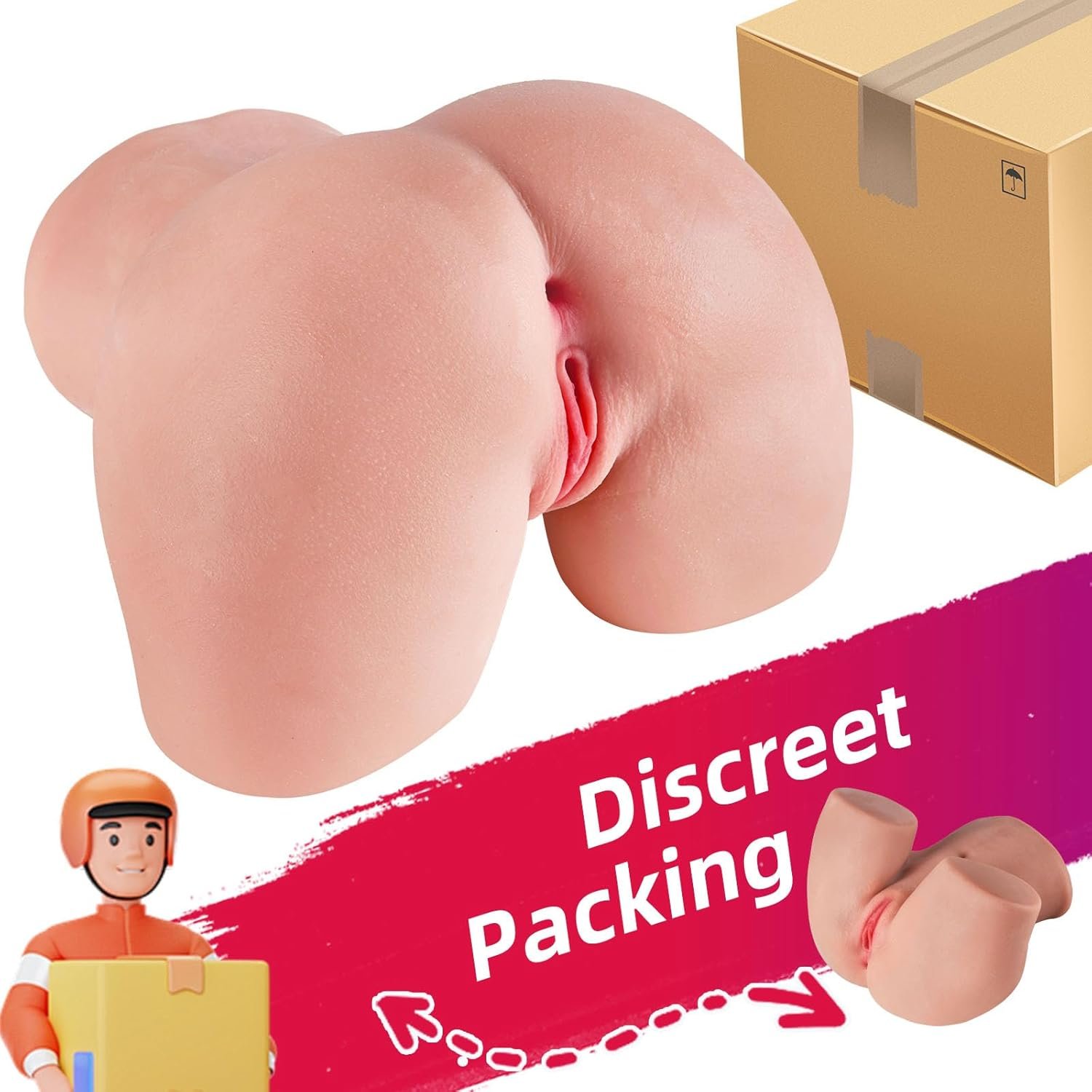 5.9 LB Pocket Pussy for Men, 3D Lifelike Male Sex Toys & 2 Holes Sex Dolls | Soft Butt Male Masturbator with Vagina & Anal Channel, Heating Adult Toys, Easy Cleaning with Drying Rod, Discreet Packaging - Image 5