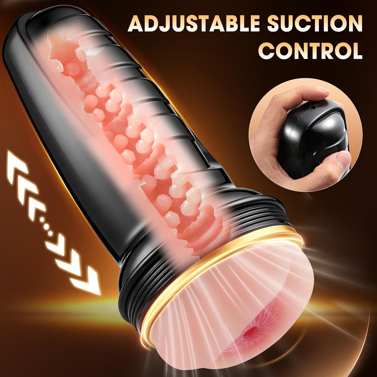 Anal Male Masturbator with 7.3" Depth Textured Sleeve,Adjustable Suction | Realistic Anal Sex Play – Soft Fleshy Texture & Adjustable Suction, Manual Stroker for Penis Training, Adult Sex Toy for Men - Image 2