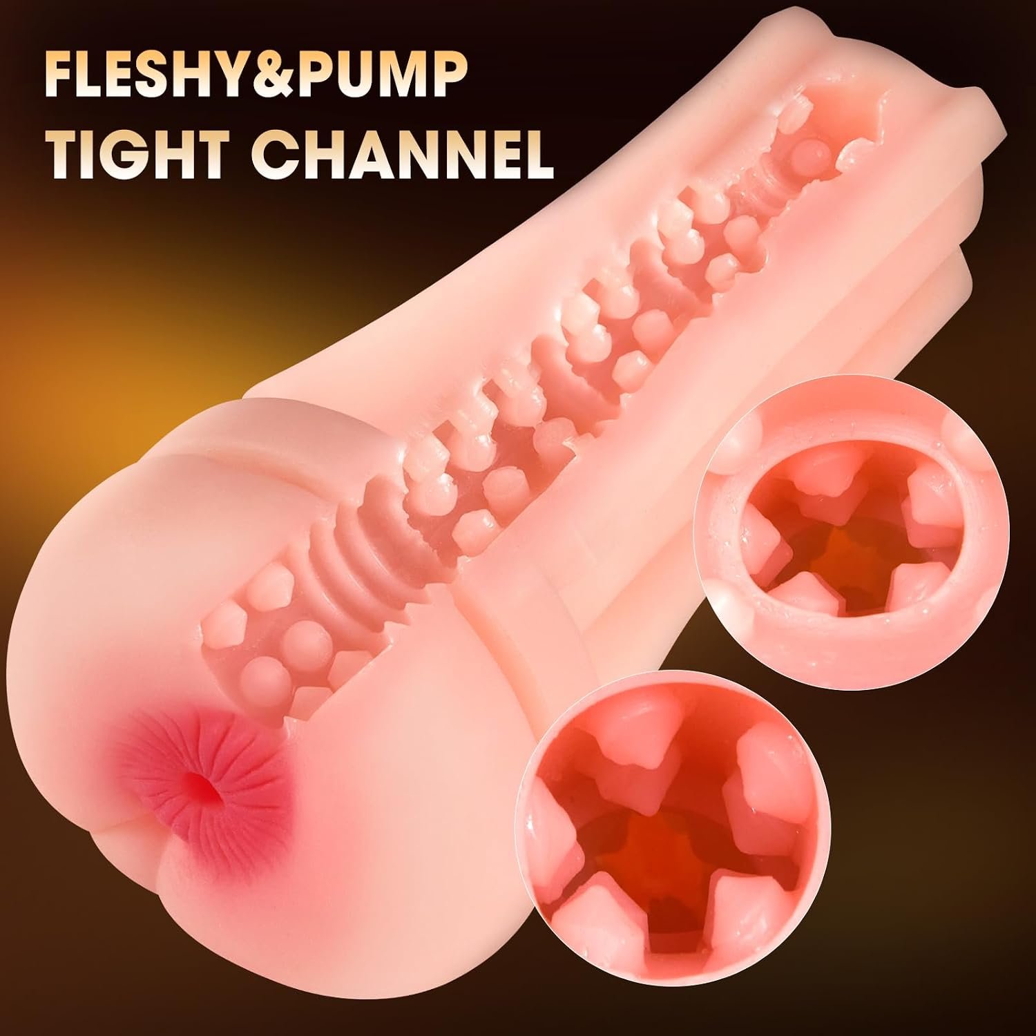 Anal Male Masturbator with 7.3" Depth Textured Sleeve,Adjustable Suction | Realistic Anal Sex Play – Soft Fleshy Texture & Adjustable Suction, Manual Stroker for Penis Training, Adult Sex Toy for Men - Image 4