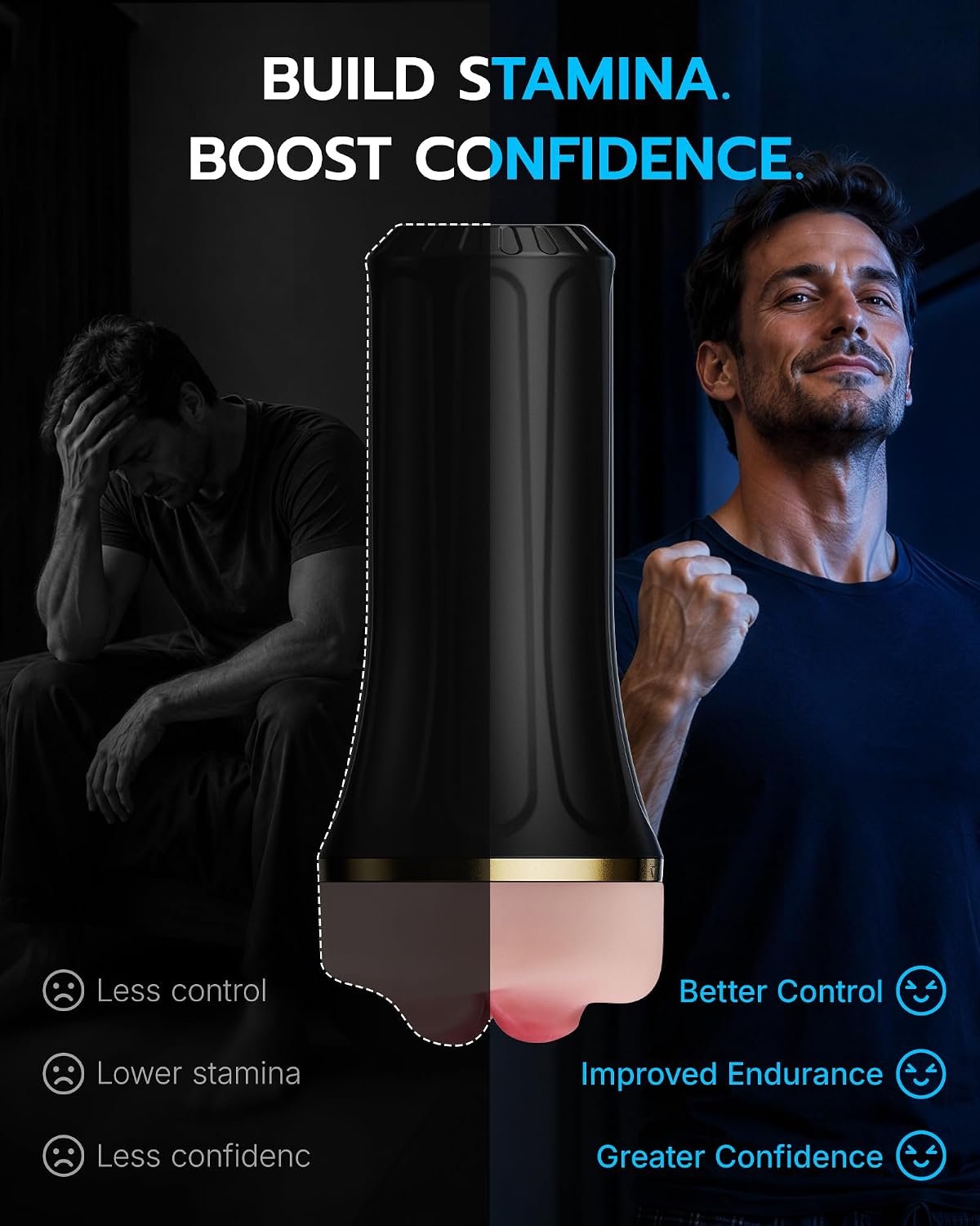 Male Masturbator with 8in Deep Oral Tongue Sleeve, Realistic Pocket Pussy 3.5in Wide Soft TPE Channel, Adjustable Suction Manual Penis Training Male Stroker, Easy Clean Adult Sex Toy for Men - Image 6