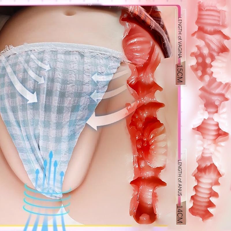 4.4LB Pocket Pussy Male Masturbator, Realistic Stroker Petite Bubble Butt Sex Doll with Virgin-Tight Vagina & Anal, Lifelike Sex Doll with 3D Textured Channel & Strong Suction for Men Pleasure - Image 3
