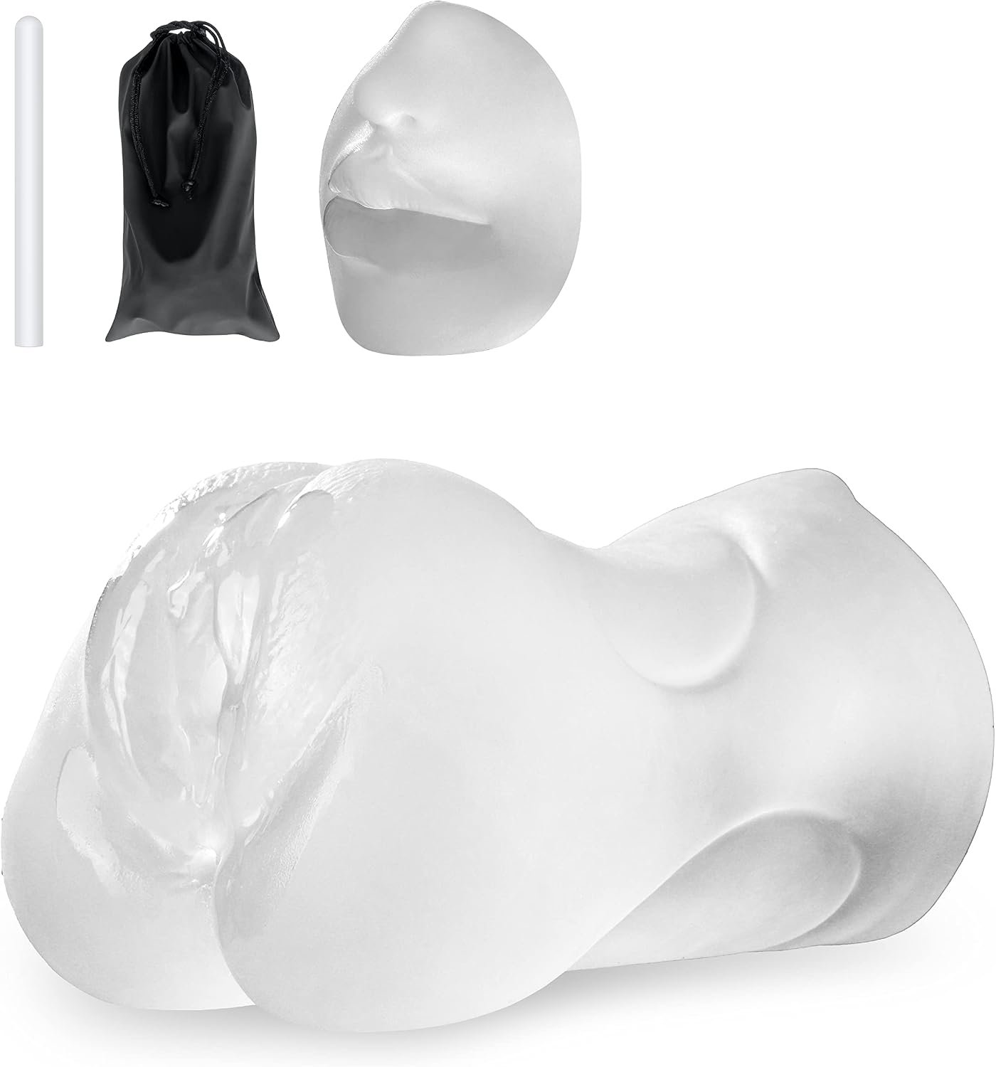 3 in 1 Pocket Pussy Male Masturbator & Drying Stick&Waterproof Storage Bag, Double-Ended Male Sex Toy Mouth Tongue Textured Vagina & Tight Anus for Men Masturbation (Wheat) - Image 7