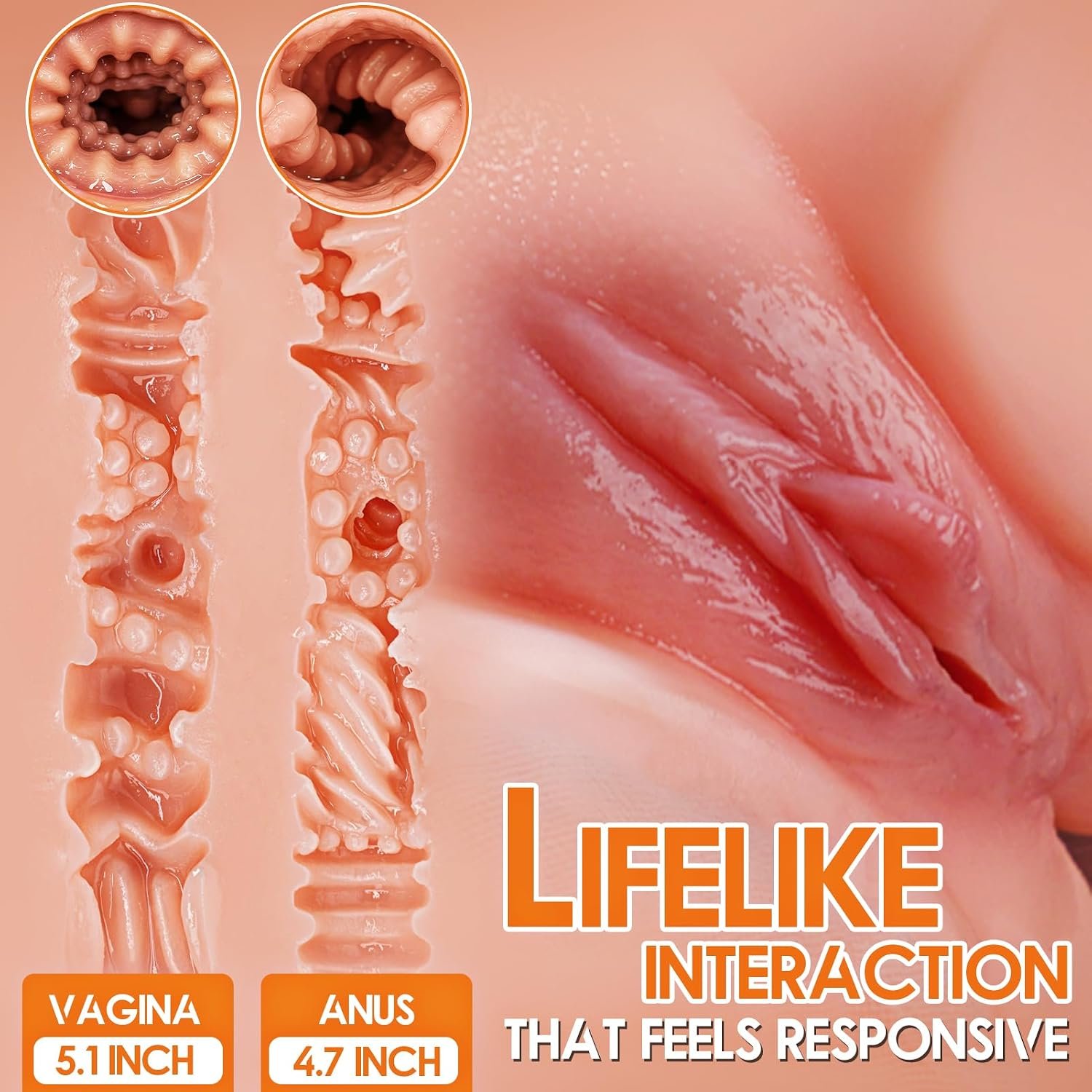 Sex Doll Torso Male Sex Toy with Bouncing Jiggly Boobs & Ass | Sex Dolls for Men Realistic Puffy Tight Juicy Pocket Pussy Vagina & Anal Mens Sex Toy, Masturbator Built-in Skeleton - Image 3