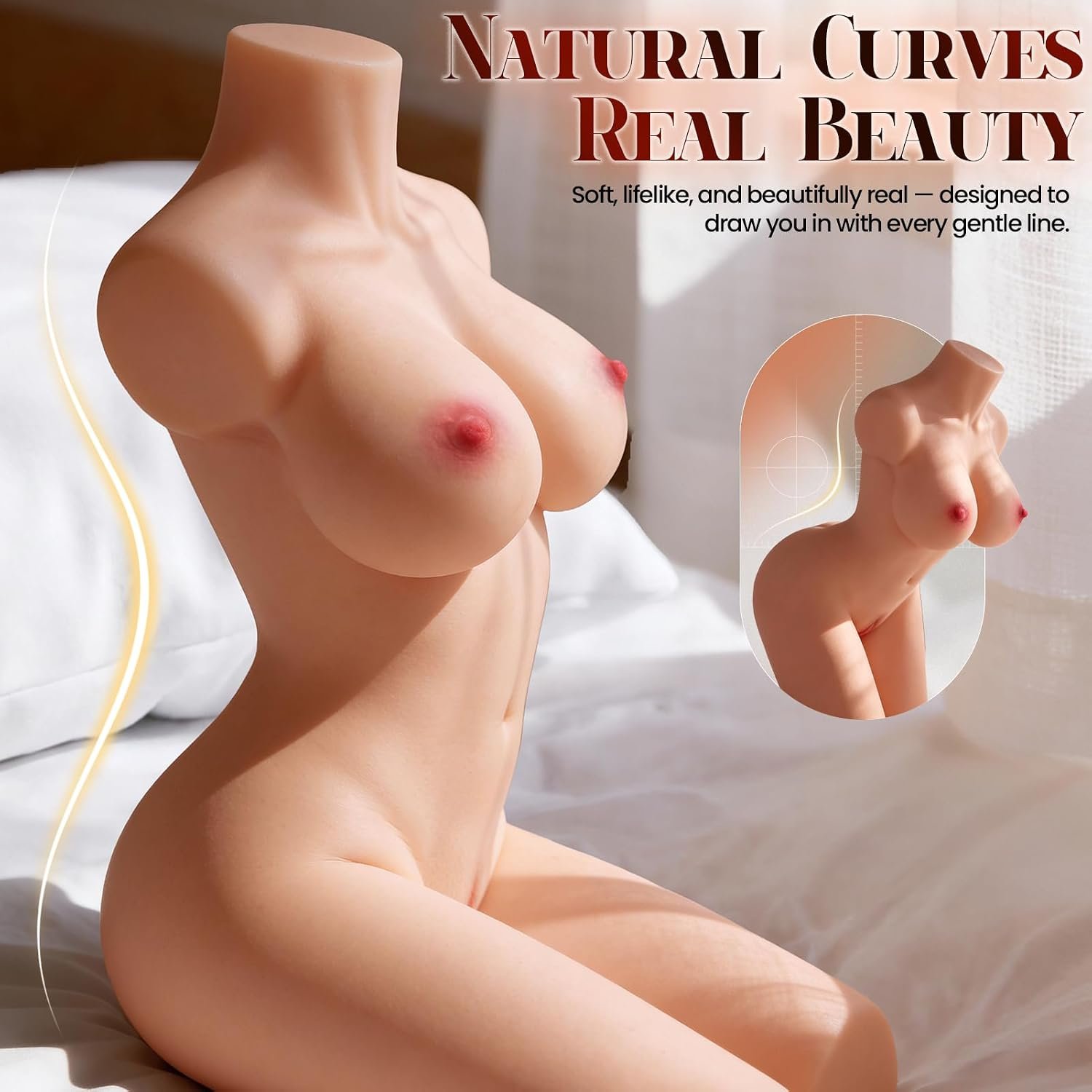 8.4LB Sex Doll Torso Male Sex Toys, Realistic Male Masturbator | Pocket Pussy with Soft Boobs & Full Butt, Built-in Skeleton Long Legs shape Adult Toy with Textured Vaginal & Anal Tunnel - Image 2