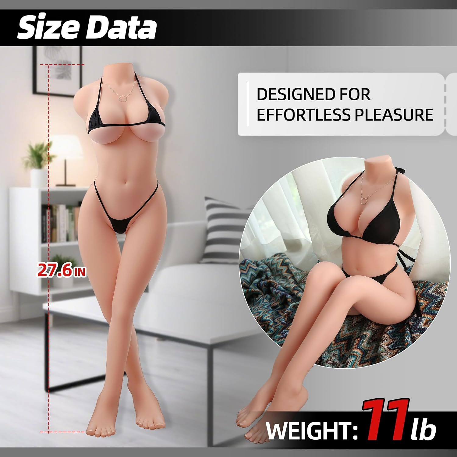 Full Size Sex Dolls with Flexible Legs for Men, Adult Male Masturbator | Sex Toys with Realistic Body Features (incl. Breasts, Vagina, Butt and Anal), Soft TPE, Built-in Skeleton, Tight Dual Channel - Image 5