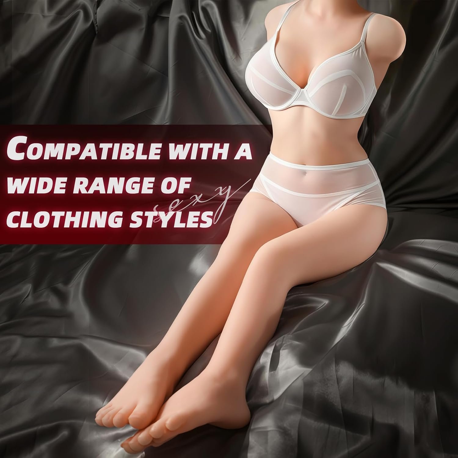 Full Size Sex Dolls with Leg, Realistic Torso Half Body with Big Breasts Juicy Ass and Feet, 11LB Life Size Love Dolls Vagina Anus Dual Channel for Men, Built-in Skeleton Male Masturbator Sex Toys - Image 4