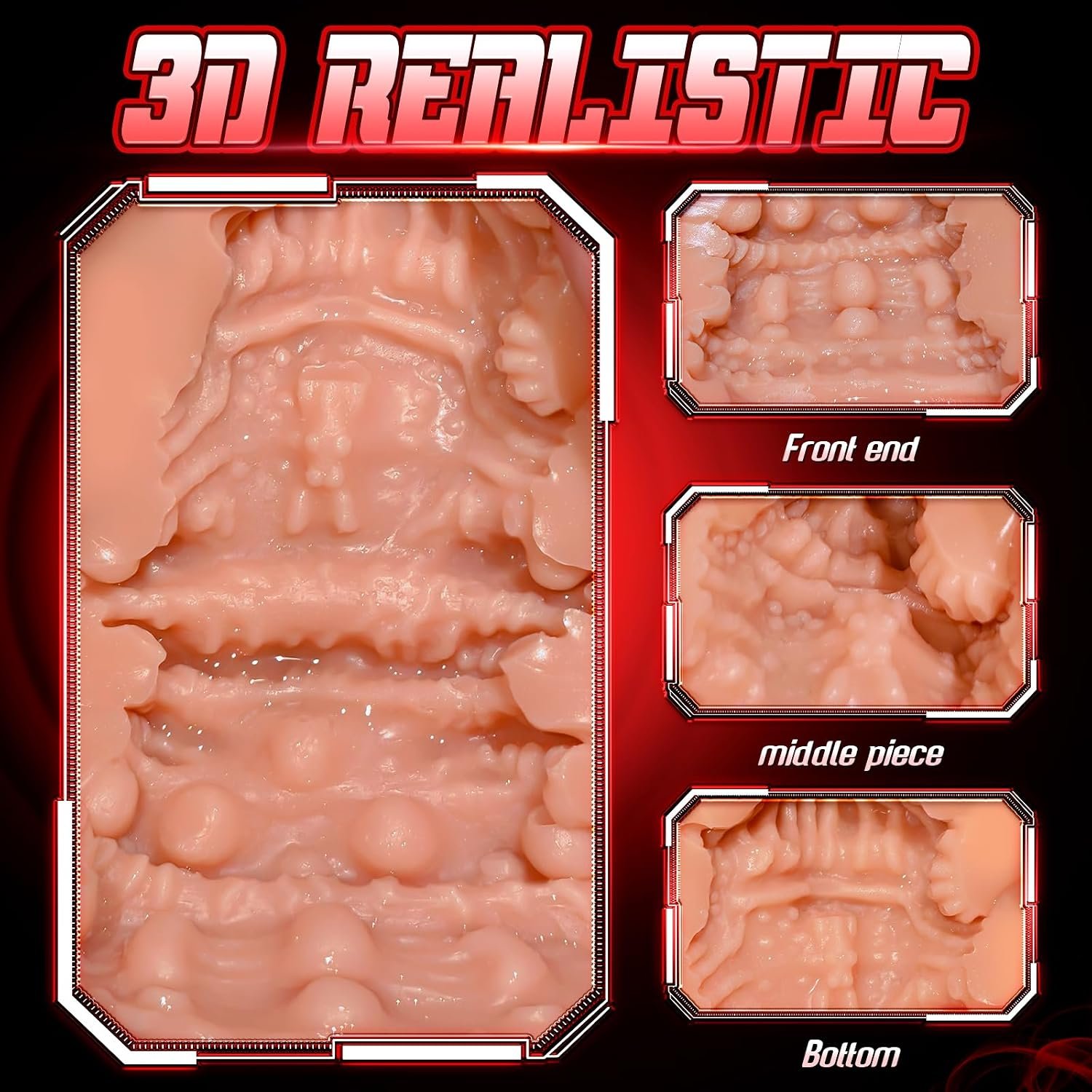 Male Masturbator Sex Toys for Men Realistic Pocket Pussy with 7.09" Depth Lifelike Textured Vagina and 12 Vibration Mode, Soft Stroker Toys, Penis Training Adult Toy (red) - Image 3