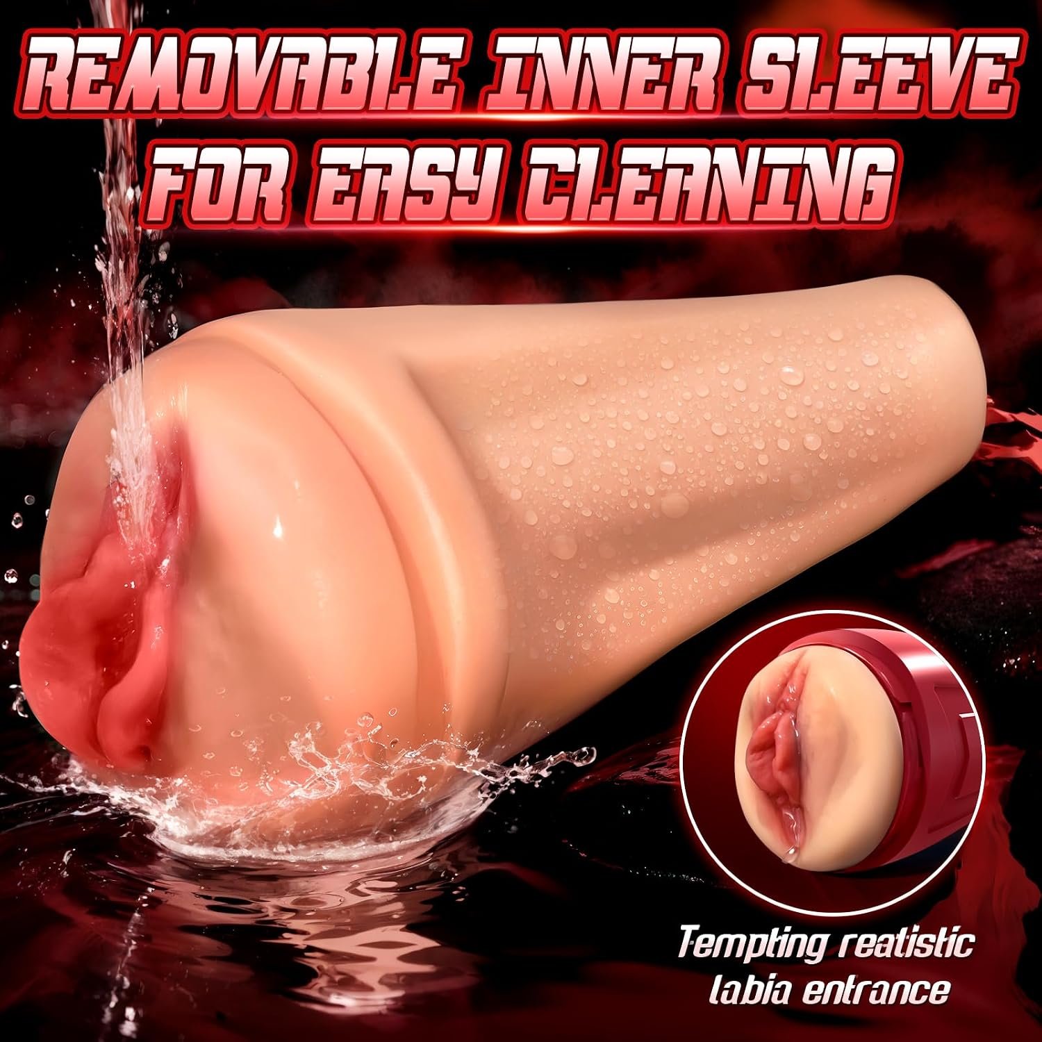 Male Masturbator Sex Toys for Men Realistic Pocket Pussy with 7.09" Depth Lifelike Textured Vagina and 12 Vibration Mode, Soft Stroker Toys, Penis Training Adult Toy (red) - Image 6