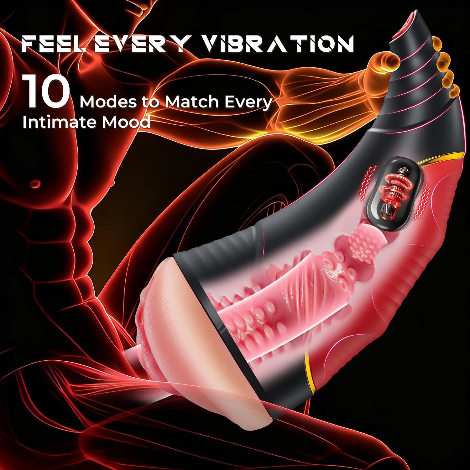 Male Masturbator Pocket Pussy for Men - Horn-Shaped Realistic Vagina Stroker with 10 Thrusting Modes Blowjob Sex Machine, IPX6 Waterproof Hands Free Penis Sleeve Male Sex Toy for Men - Image 2