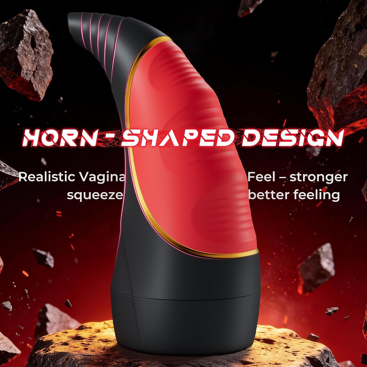 Male Masturbator Pocket Pussy for Men - Horn-Shaped Realistic Vagina Stroker with 10 Thrusting Modes Blowjob Sex Machine, IPX6 Waterproof Hands Free Penis Sleeve Male Sex Toy for Men - Image 3