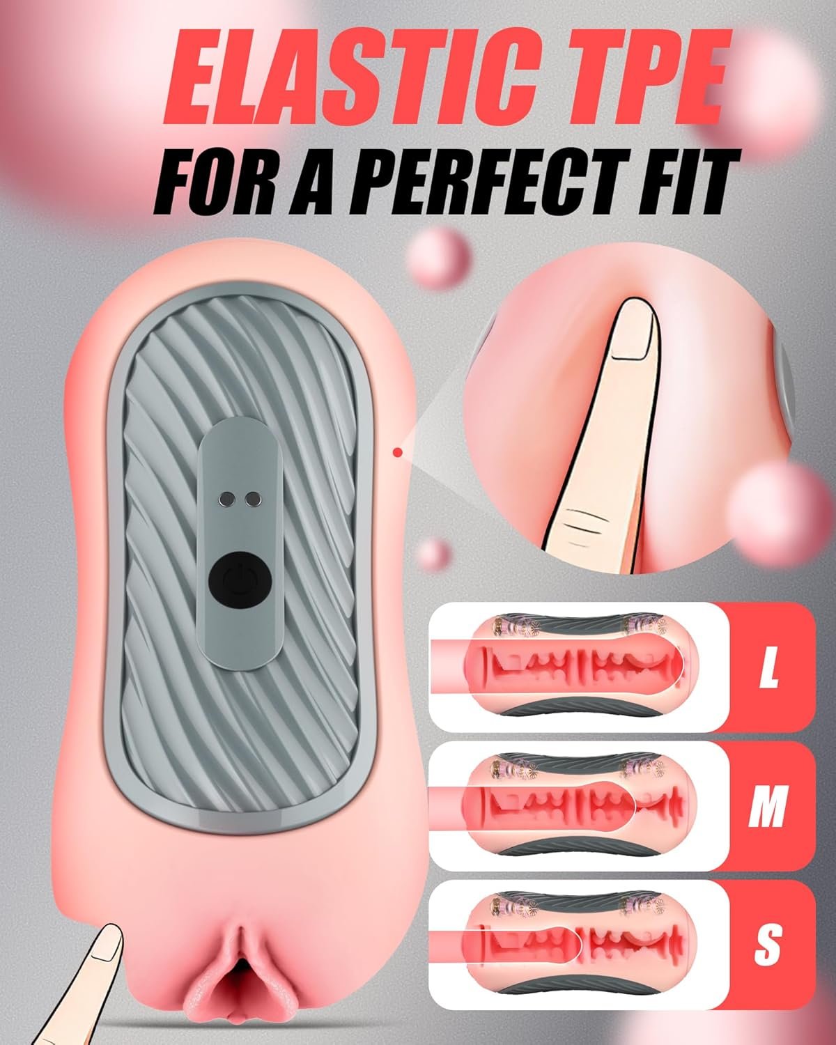 Squeezable Pocket Pussy Stroker with APP & 8 Vibrations | Manual Squeeze & Suction Control Male Masturbator, Dual-Motor, 8 Vibrations,TPE Realistic Texture, Sex Toys for Men, Peachy - Image 5