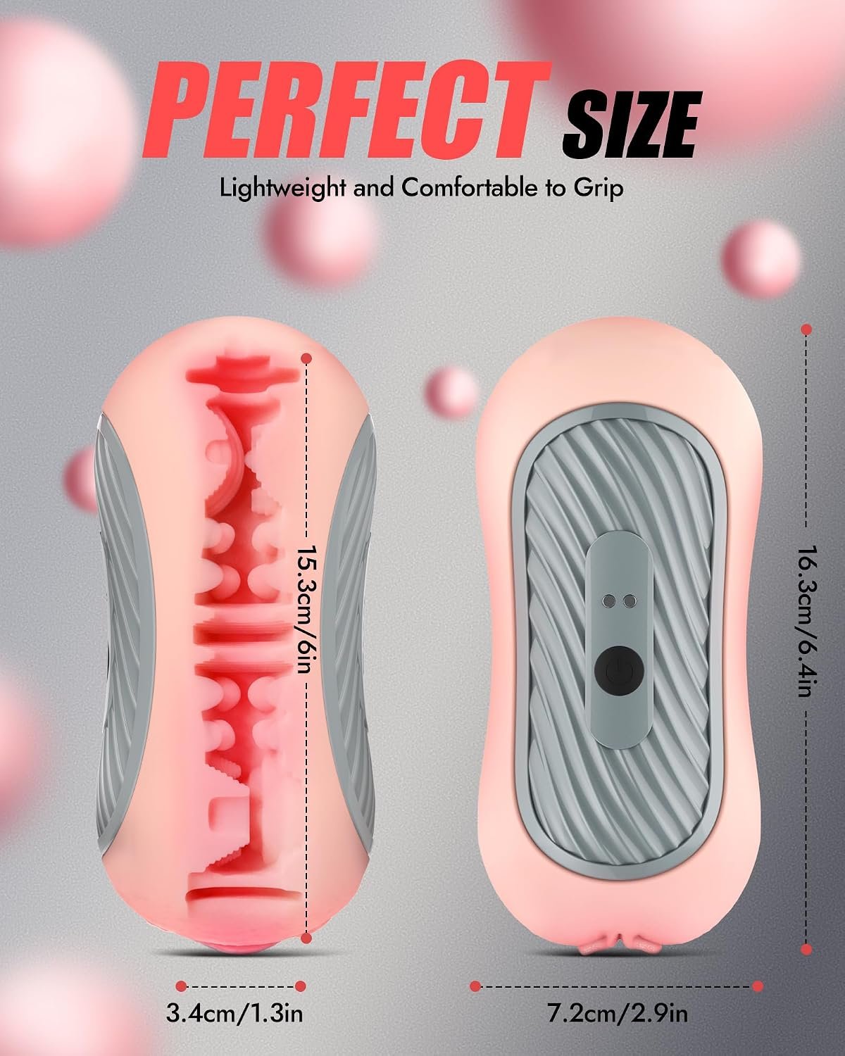 Squeezable Pocket Pussy Stroker with APP & 8 Vibrations | Manual Squeeze & Suction Control Male Masturbator, Dual-Motor, 8 Vibrations,TPE Realistic Texture, Sex Toys for Men, Peachy - Image 9