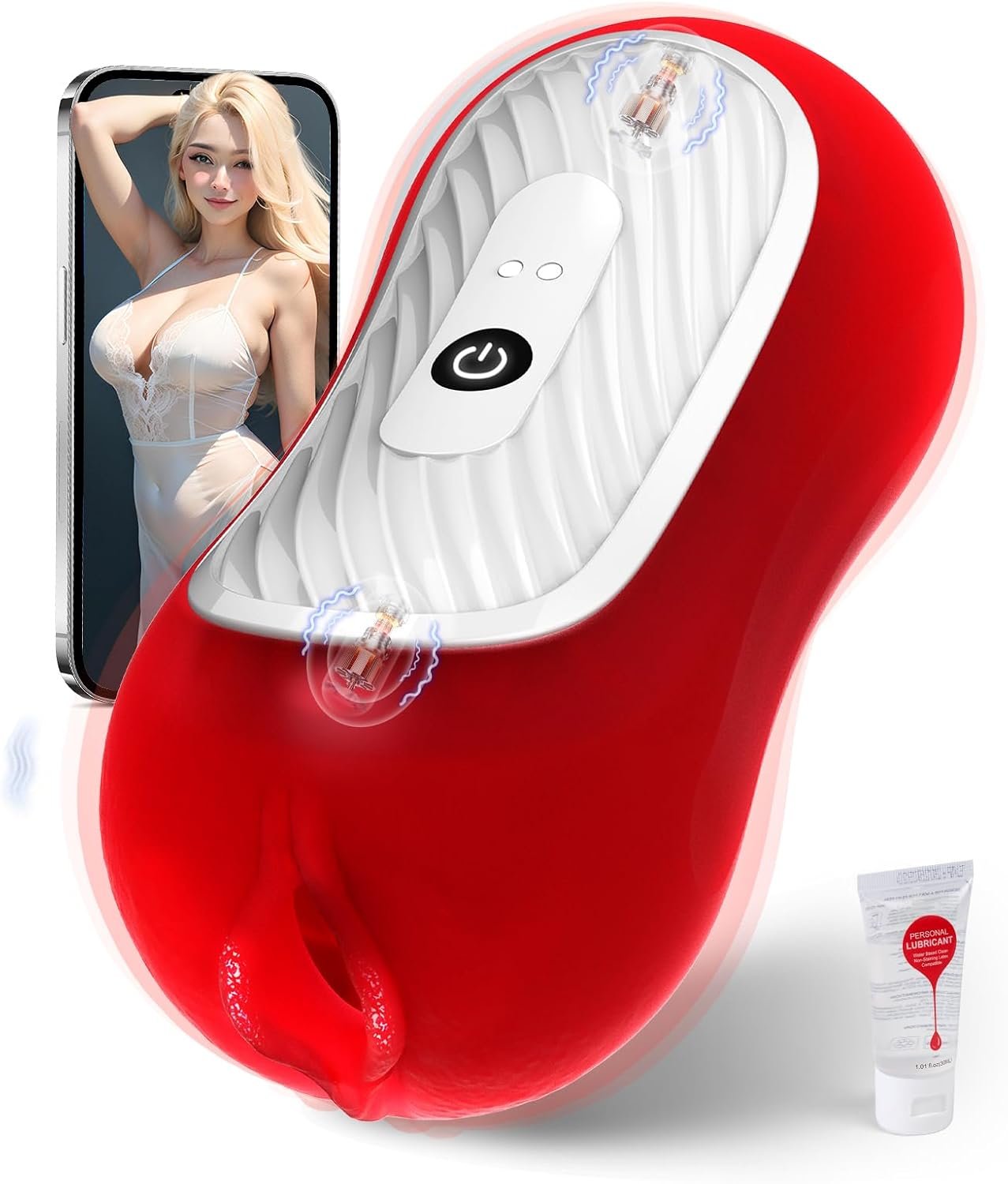Squeezable Pocket Pussy Stroker with APP & 8 Vibrations | Manual Squeeze & Suction Control Male Masturbator, Dual-Motor, 8 Vibrations,TPE Realistic Texture, Sex Toys for Men, Peachy - Image 10
