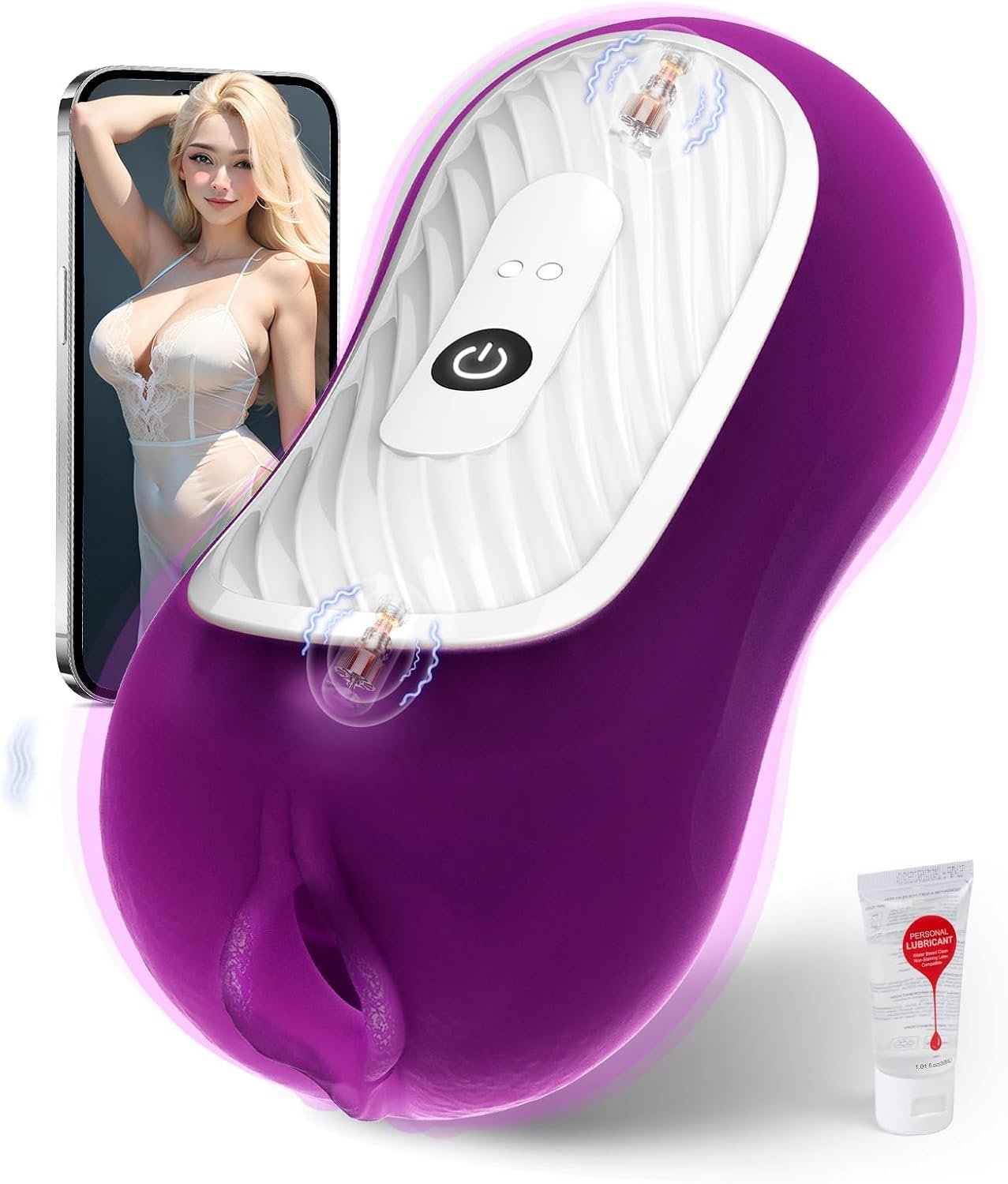 Squeezable Pocket Pussy Stroker with APP & 8 Vibrations | Manual Squeeze & Suction Control Male Masturbator, Dual-Motor, 8 Vibrations,TPE Realistic Texture, Sex Toys for Men, Peachy - Image 11