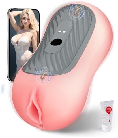 Squeezable Pocket Pussy Stroker with APP & 8 Vibrations | Manual Squeeze & Suction Control Male Masturbator, Dual-Motor, 8 Vibrations,TPE Realistic Texture, Sex Toys for Men, Peachy - Image 12