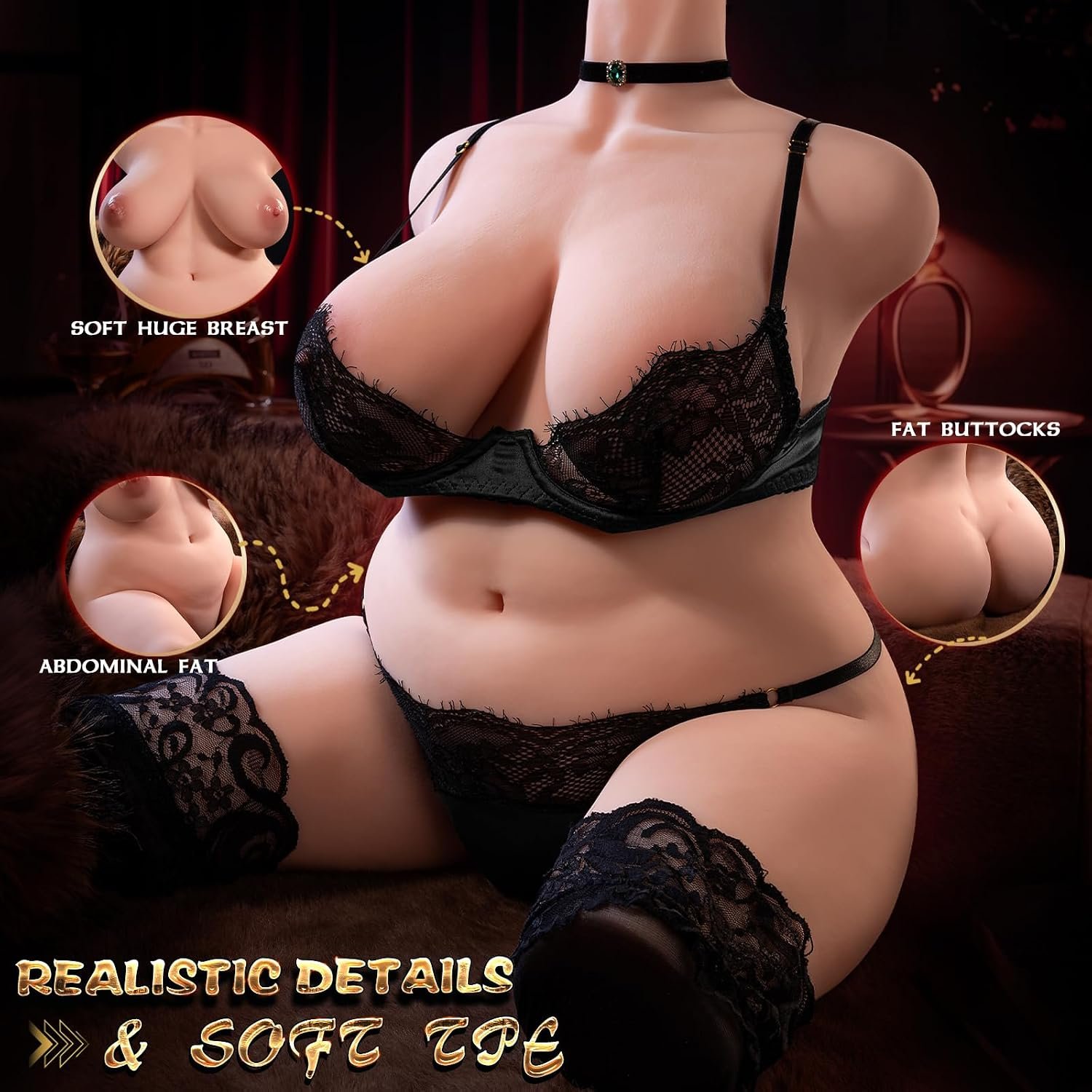 BBW Sex Doll Torso, 49LB Life Size Fat Female Sex Doll for Men, Soft TPE | Full Size Torso Doll with Big Boobs, Soft Butt, Built-in Skeleton and Realistic Skin Texture for Vaginal Anal Breast Play - Image 6