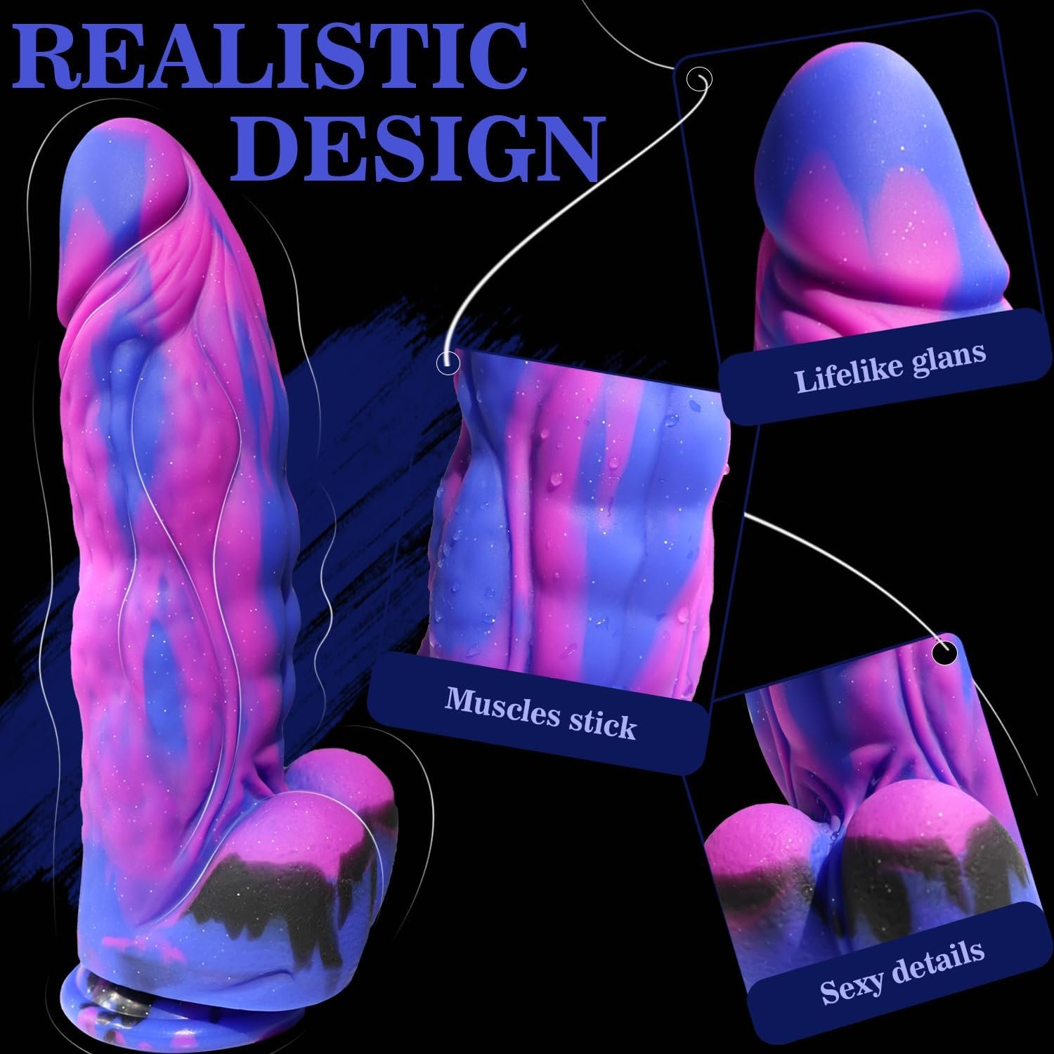 9.5'' Huge Realistic G-Spot Anal Dildo, Ex-Thick (7.5'' Girth), Suction Cup | For Hands-Free Solo / Strap-On Pegging Play, Fantasy Color, Soft Liquid Silicone Dildos, Adult Sex Toys for Women Men Couples - Image 2