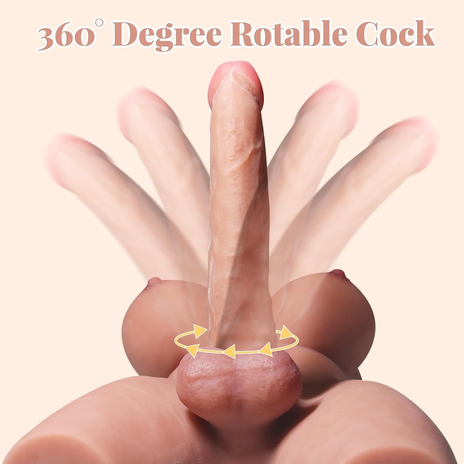 Shemale Sex Doll Torso Dildo - AUSLOVE Male Sex Toy with Flexible Dildo for Women, Breasts and Anal Sex, Unisex Love Doll for Men Gay Couple, Transsexual Torso Toy with Huge Dildo, Brown - Image 3