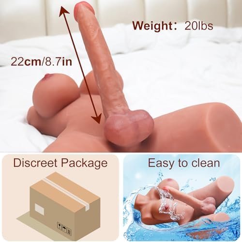 Shemale Sex Doll Torso Dildo - AUSLOVE Male Sex Toy with Flexible Dildo for Women, Breasts and Anal Sex, Unisex Love Doll for Men Gay Couple, Transsexual Torso Toy with Huge Dildo, Brown - Image 5