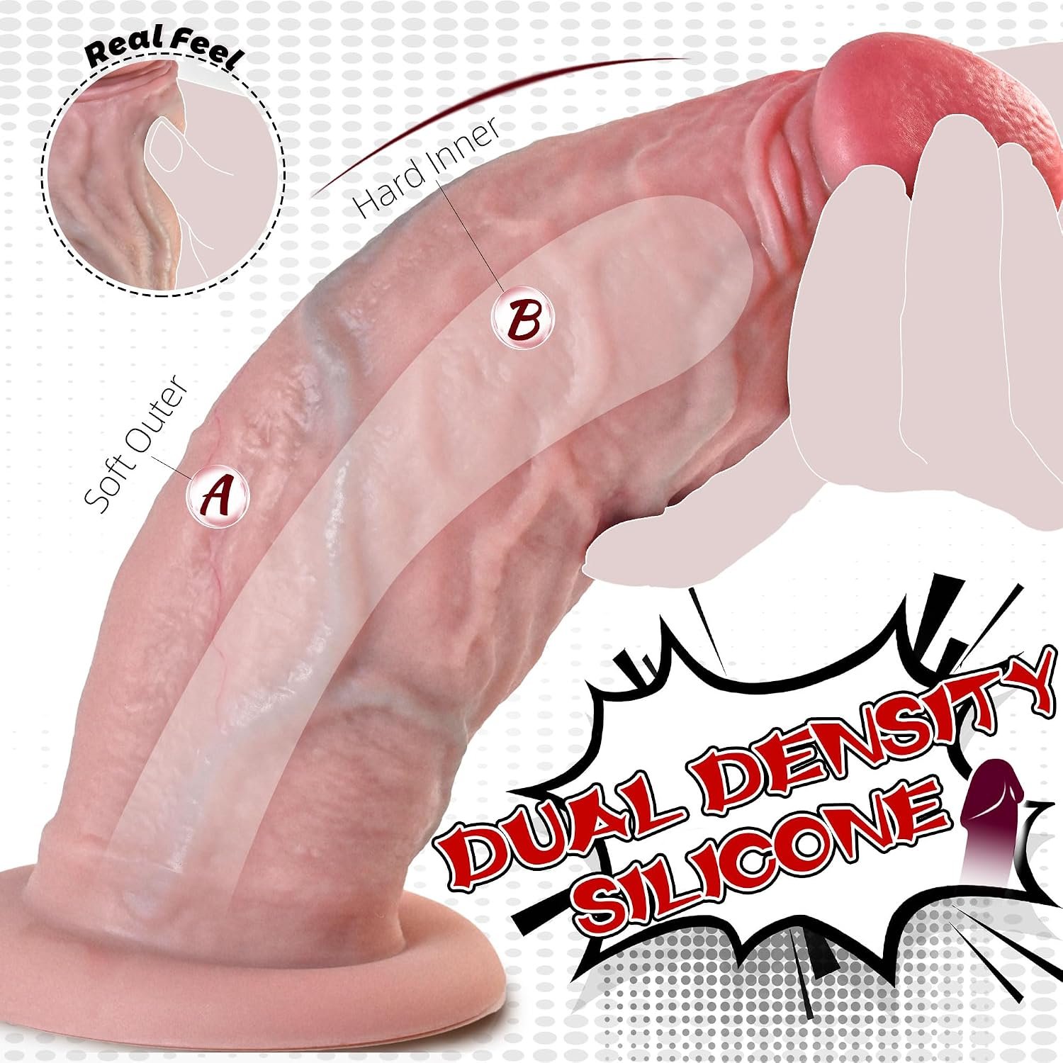 2.5IN Diameter Huge Thick Dildo No Balls, 7.5in Realistic Curved Silicone Big Dildo with Strong Suction Cup for Hands-Free Play, Girthy G-spot Anal Dildos Adult Sex Toys for Women Men Couples - Image 6