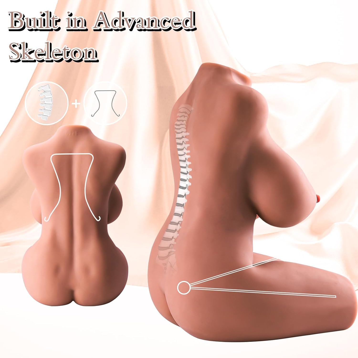 Life Size 17.8LB Sex Doll Torso for Men – Realistic Full Body Skin Texture, Soft Big Breasts & Butt, Dual Channels – Premium Adult Male Masturbator for Ultimate Pleasure & Orgasm Wheat - Image 3