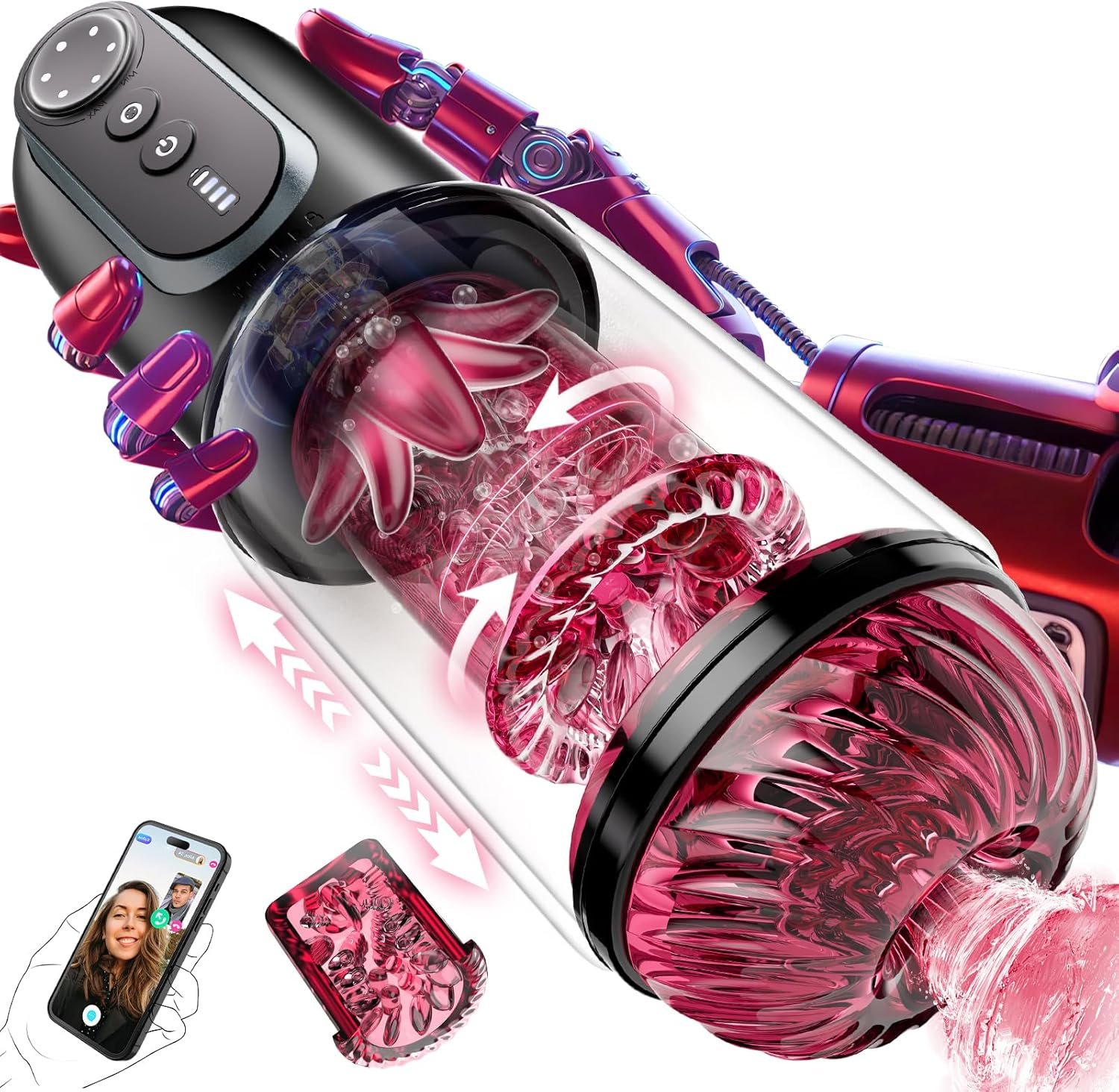 Male Masturbator Sex Toys for Men - CHARMIY Fleshy Pocket Pussy Stroker APP Penis Pump Enlargers, Upgraded CVT Automatic Sex Machine Adult Toy with Thrusting Roating Sucking Licking & Power Display