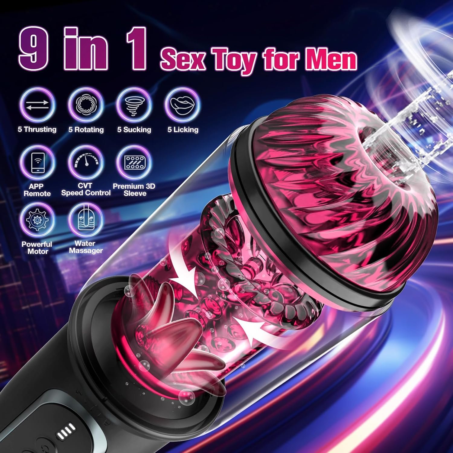 Male Masturbator Sex Toys for Men - CHARMIY Fleshy Pocket Pussy Stroker APP Penis Pump Enlargers, Upgraded CVT Automatic Sex Machine Adult Toy with Thrusting Roating Sucking Licking & Power Display - Image 2