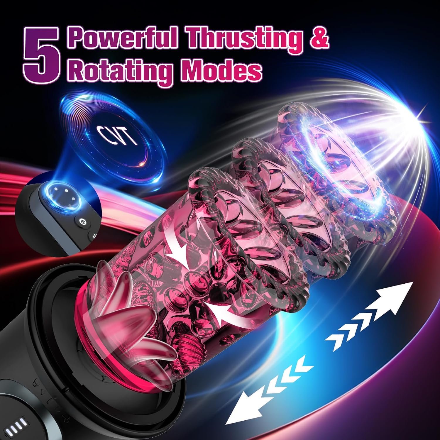 Male Masturbator Sex Toys for Men - CHARMIY Fleshy Pocket Pussy Stroker APP Penis Pump Enlargers, Upgraded CVT Automatic Sex Machine Adult Toy with Thrusting Roating Sucking Licking & Power Display - Image 6