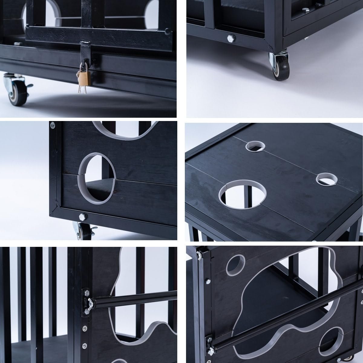 BDSM Furniture Bondage Table Box Sex Restraint Cage Equipment with Handcuffs Casters, Large Sex Furniture Rack Bondage Bench for Couple Roleplay and Restraint, Wood & Iron Frame - Image 6