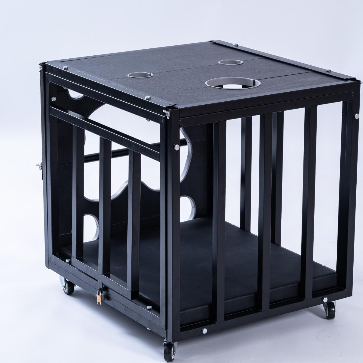 BDSM Furniture Bondage Table Box Sex Restraint Cage Equipment with Handcuffs Casters, Large Sex Furniture Rack Bondage Bench for Couple Roleplay and Restraint, Wood & Iron Frame - Image 9