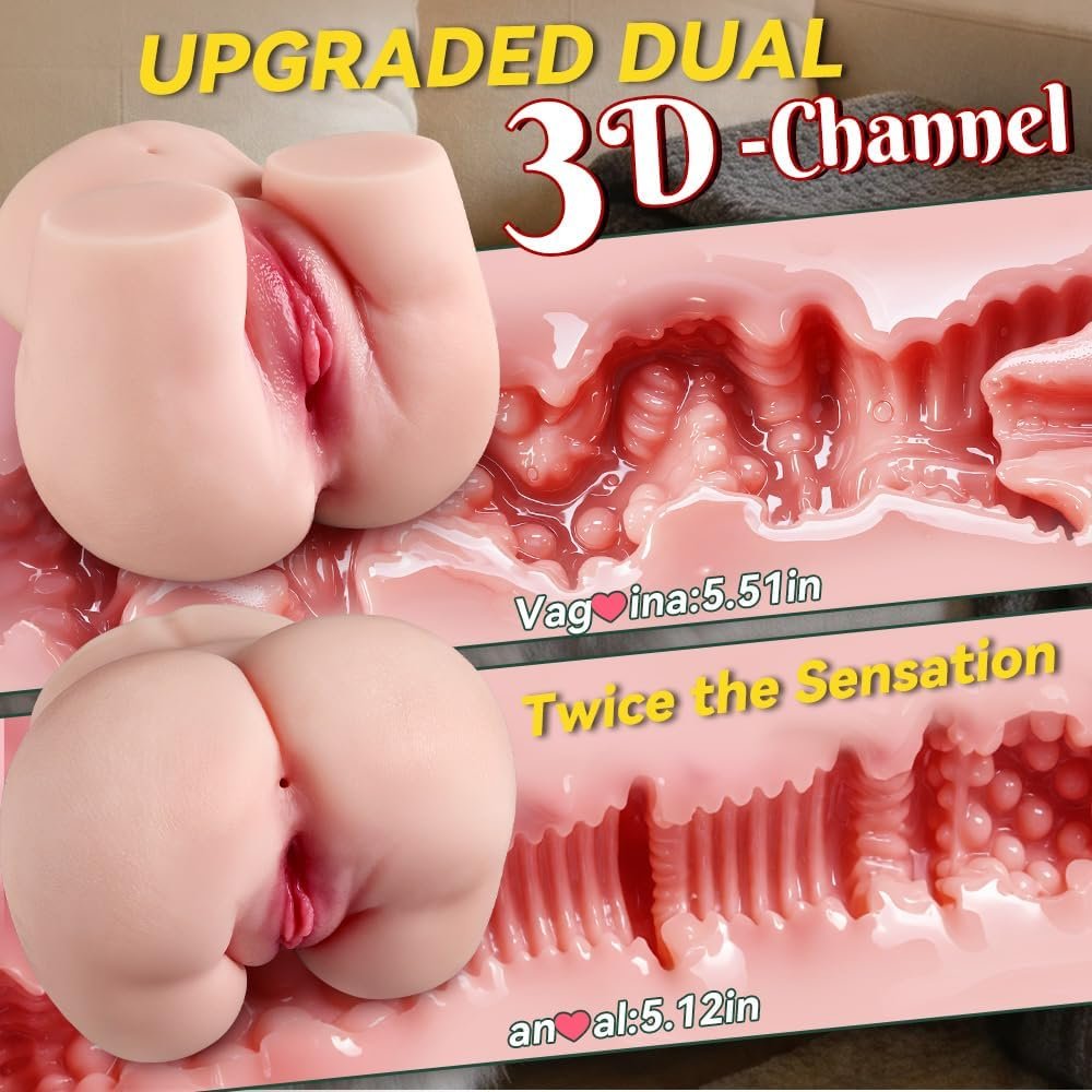 4.9LB Portable Pussy Ass Masturbator with Plump Butt for Men Masturbation | Pocket Pussy Male Masturbator with 2 Holes, Adult Toys Sex Doll with Vagina Anal Male Sex Toy for Man Pleasure - Image 4