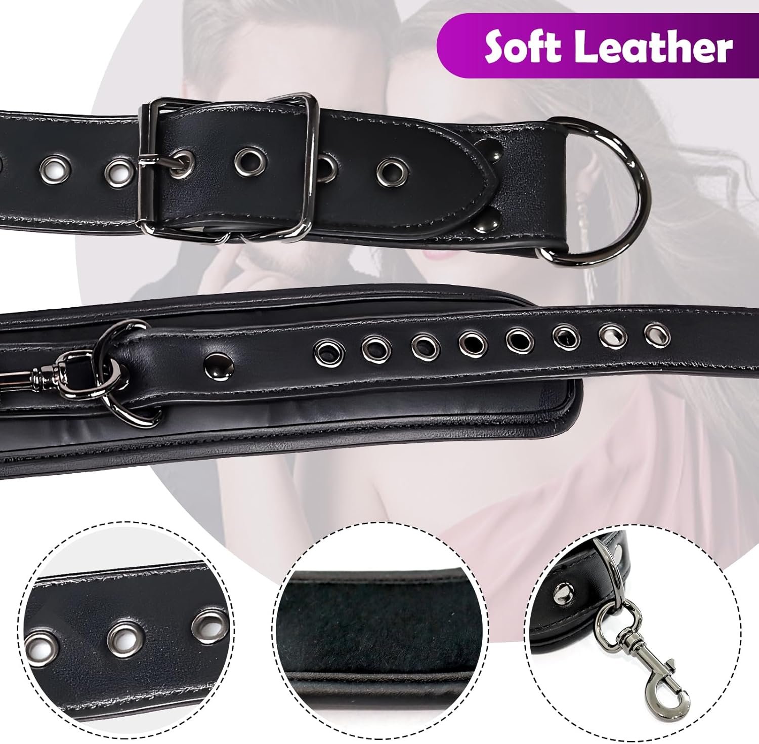 REYHKINO BDSM Bondage Restraints Set Sex Toys, Neck to Wrist Restraints Kit | Traction Chain, Back Sex Handcuffs Collar, Adjustable Bondage Gear & Accessories SM Sexy Slave Beginner Role Play Toy - Image 2