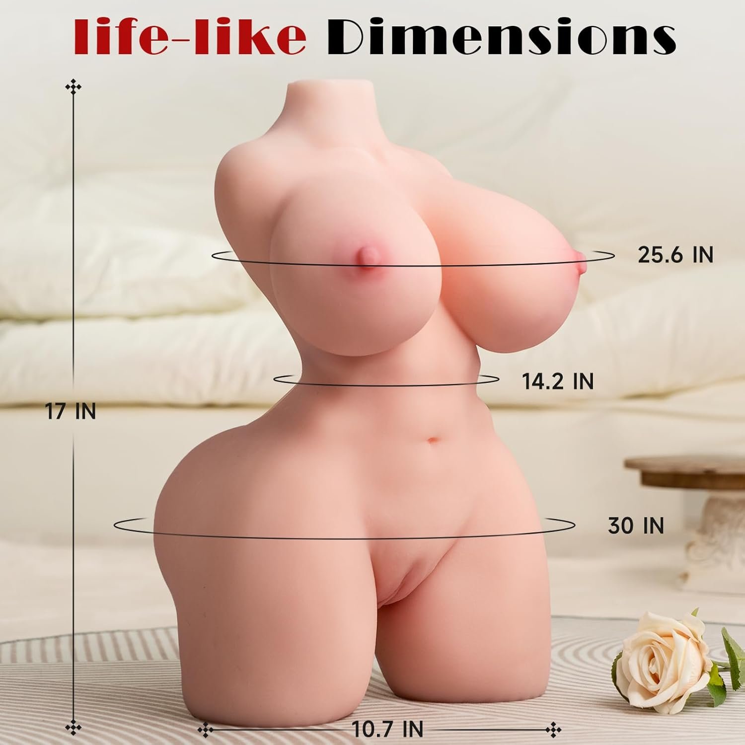 baiwatt Life Size Sex Doll Male Masturbator - 17.6LB Realistic Torso Sex Dolls 2:1 Hip-to-Waist Ratio Big Boobs & Soft Ass, Pocket Pussy Built-in Adjustable Skeleton Sex Toy for Men Masturbation - Image 5