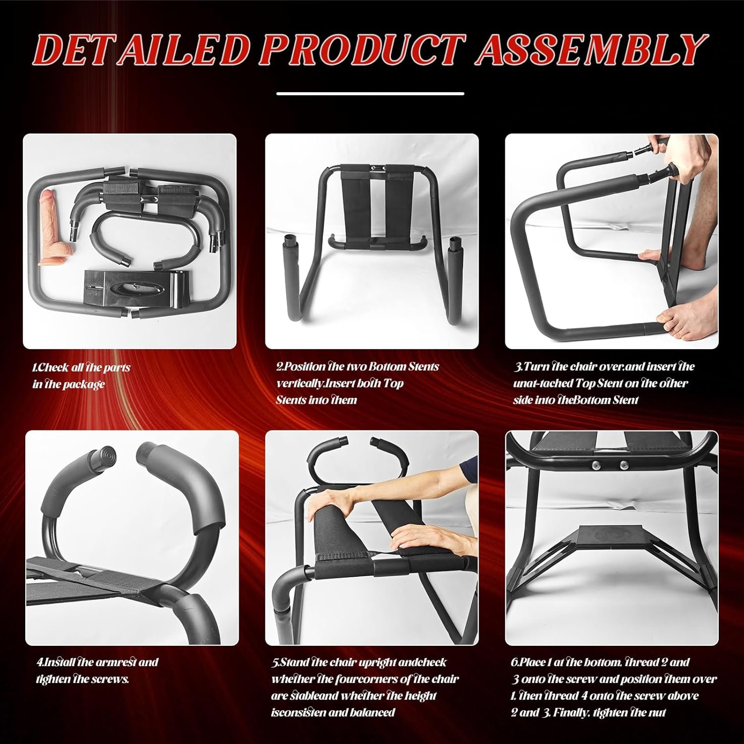 Sex Chair,Sex Furniture for Couples Novelty Toys for Adult Games | Bedroomwith Adjustable Handrail and Realistic Dildo Sex Stool,Weightless Position Sex Bench for Couples Novelty Toys - Image 5
