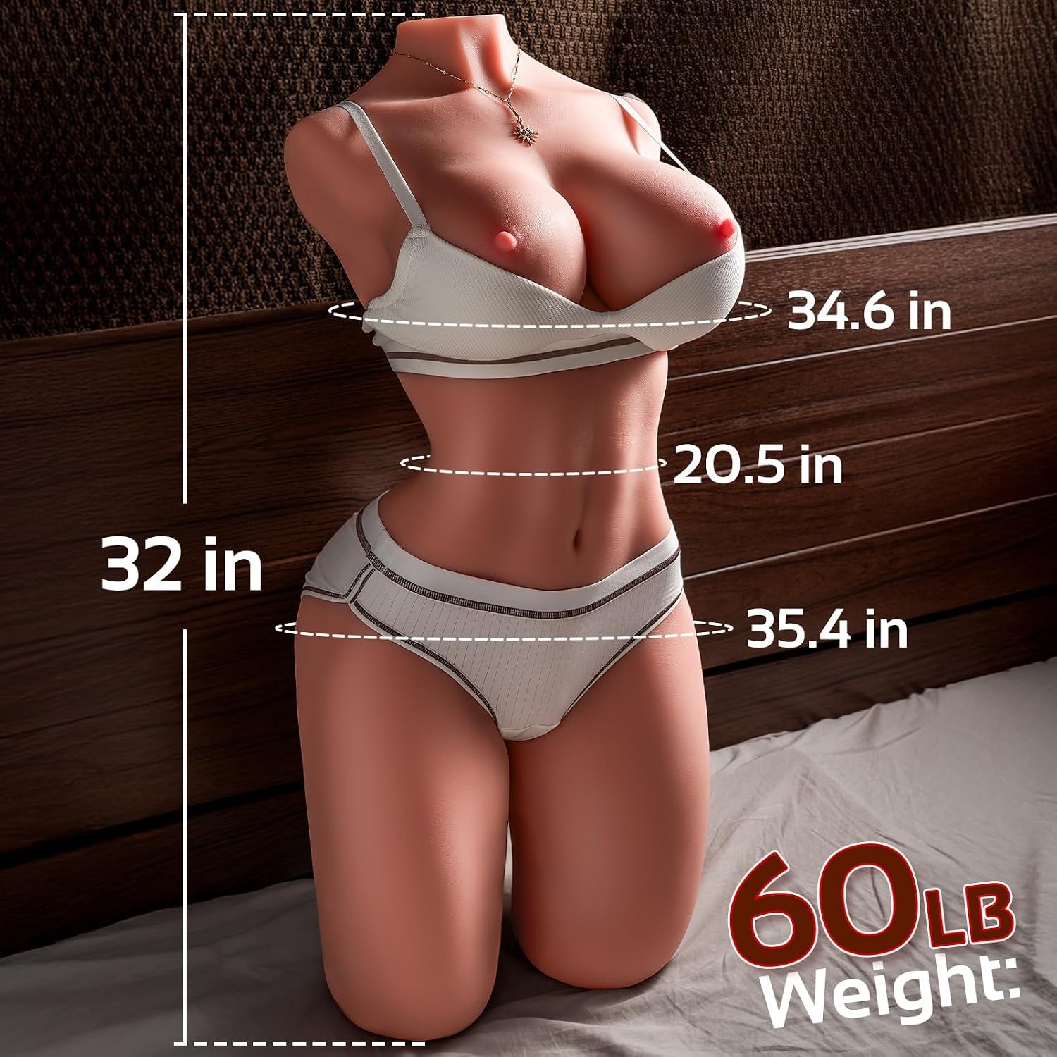 60LB Life Size Sex Doll for Men with Flexible Torso, Full Body Dolls with Realistic Skin Texture, Soft Butt Pussy Ass Big Breasts Masturbation Hole, Female Toy-Sex for Male Masturbator (Wheat) - Image 6