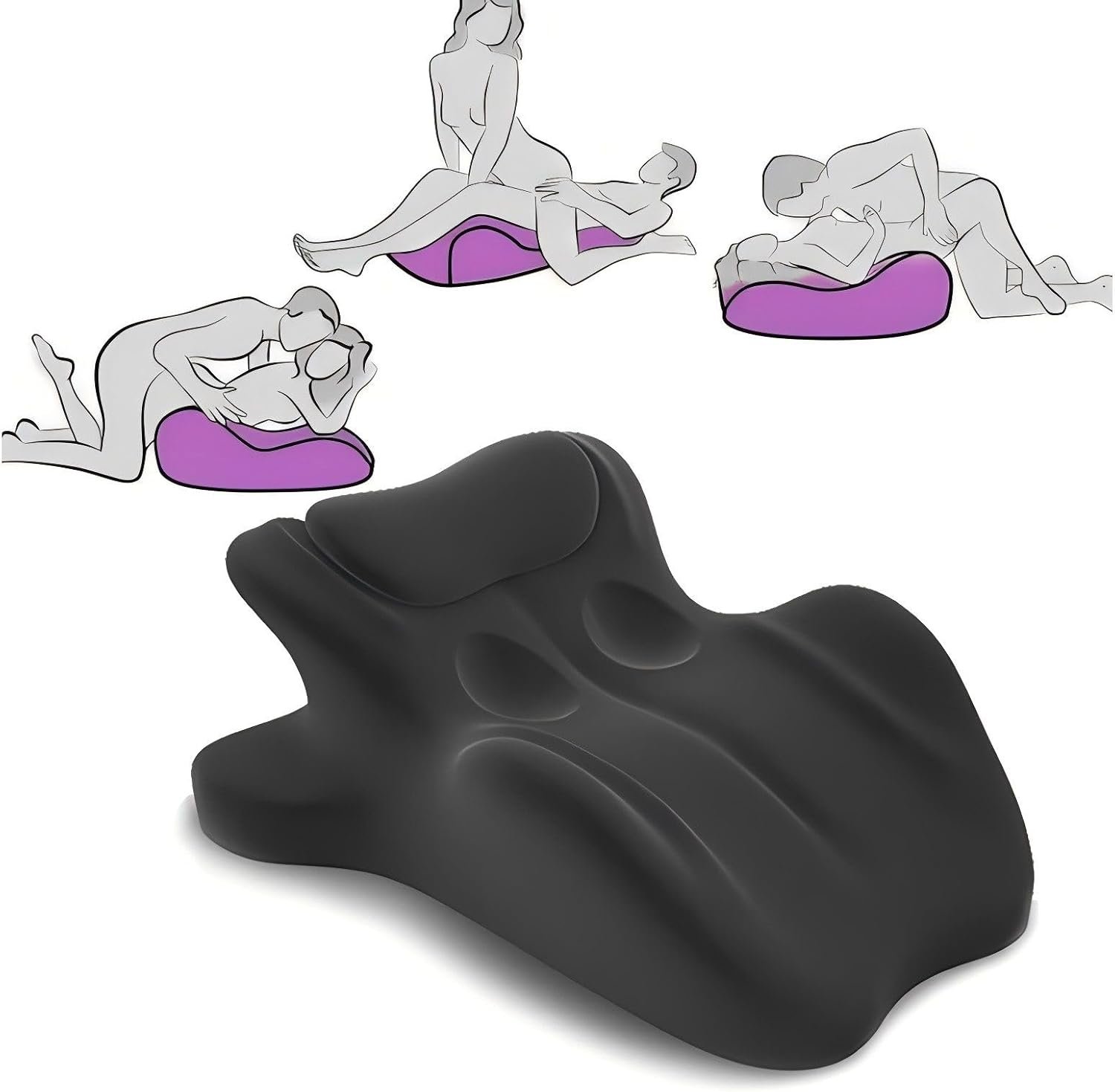 Sex Pillow Couples Sex Toys, 27° Ergonomic Memory Foam Support Pillow, Contoured Lounger Cushion for Back & Lumbar Support, Multi-Functional Comfort Pillow, Black - Image 3