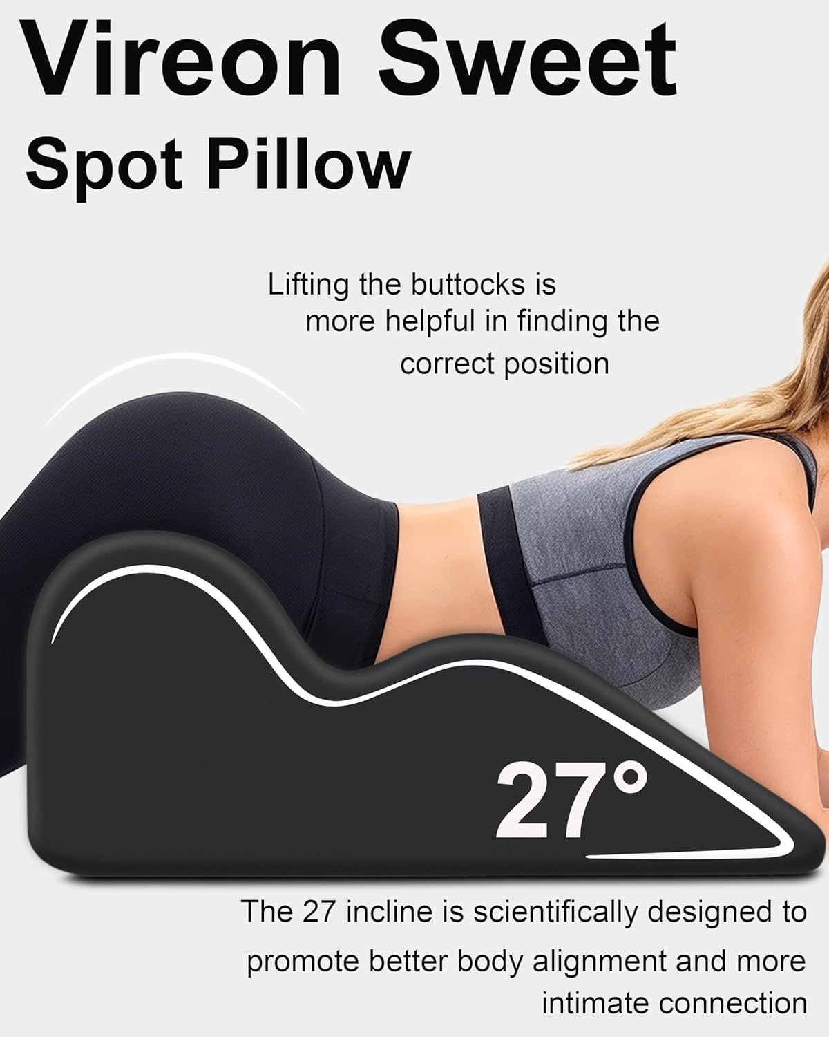 Sex Pillow Couples Sex Toys, 27° Ergonomic Memory Foam Support Pillow, Contoured Lounger Cushion for Back & Lumbar Support, Multi-Functional Comfort Pillow, Black - Image 5