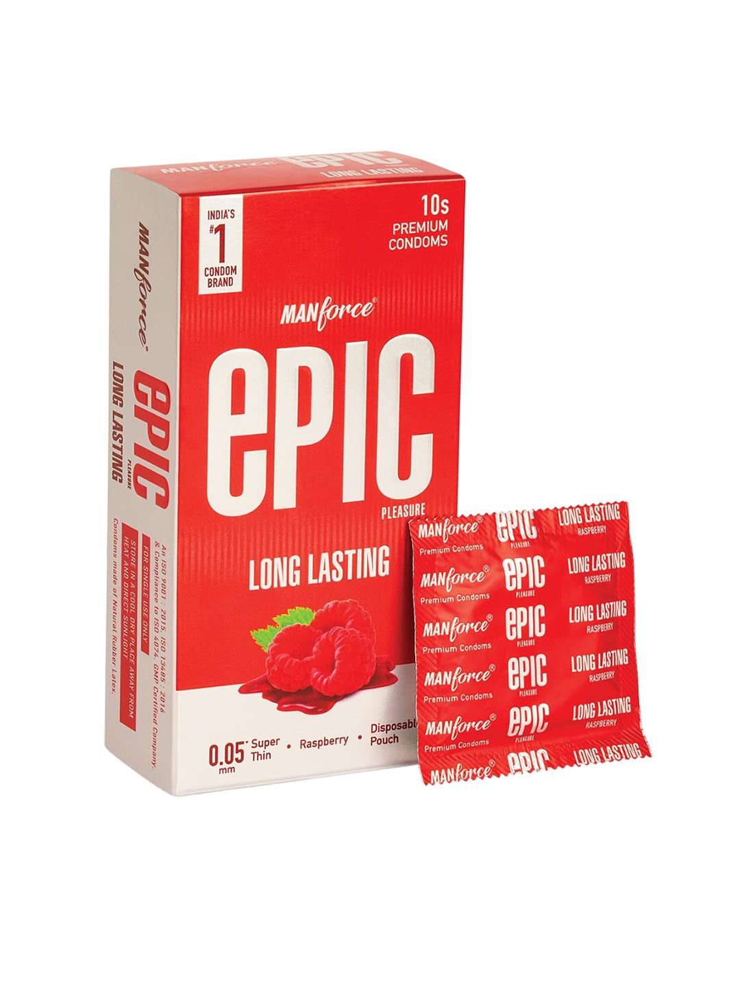 Set Of 6 Epic Pleasure Long Lasting Condoms- 10 Condoms Each- Raspberry - Image 2