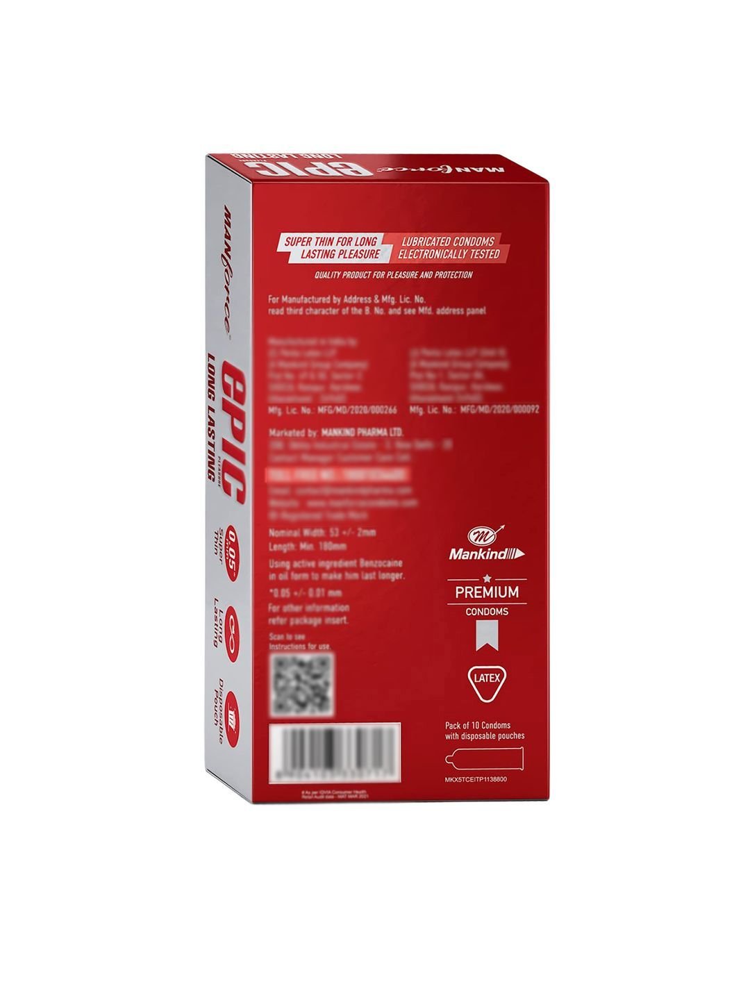 Set Of 6 Epic Pleasure Long Lasting Condoms- 10 Condoms Each- Raspberry - Image 3